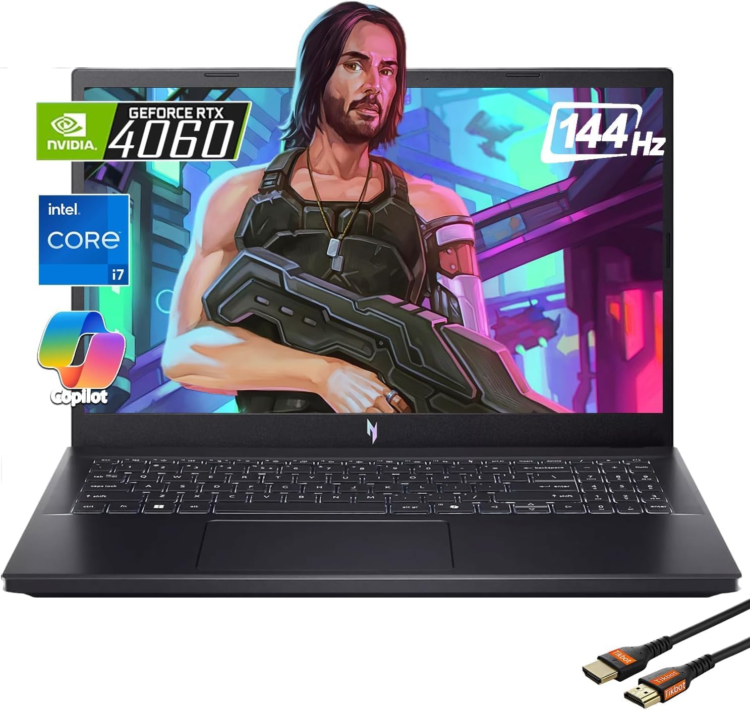 Acer 2024 Nitro V AI-Powered Gaming Laptop | 13th Gen Intel Core i7-13620H Processor | NVIDIA GeForce RTX 4060 | 15.6″ FHD IPS 144Hz Display | MUX Switch| w/HDMI Cable (32GB RAM | 1TB PCIe SSD)