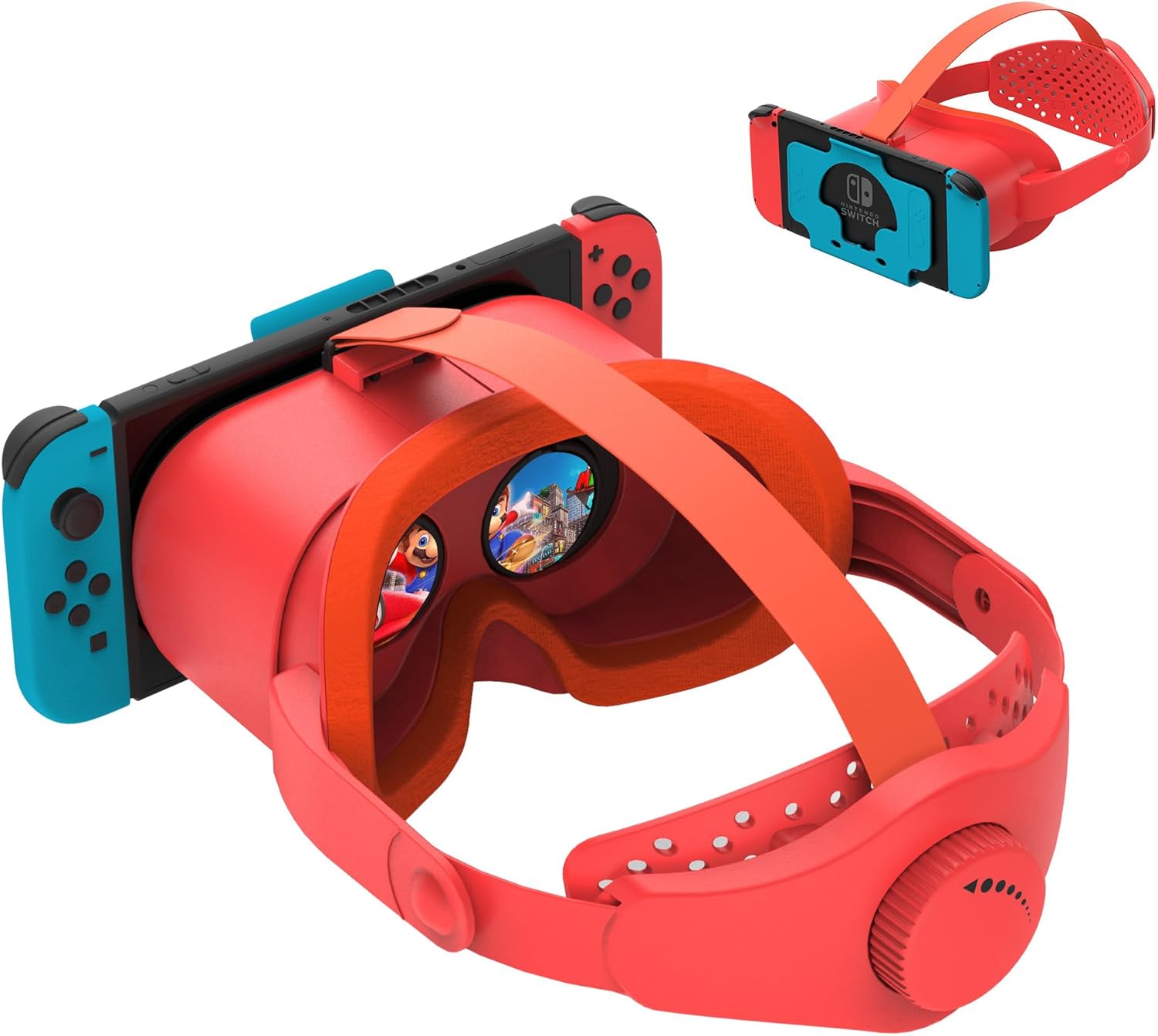 Upgraded VR Headset for Nintendo Switch & Switch OLED Model, Switch VR Games Glasses with Adjustable HD Lenses and Head Strap with Rotary Button, Labo VR for Switch Accessory(Orange&Blue)