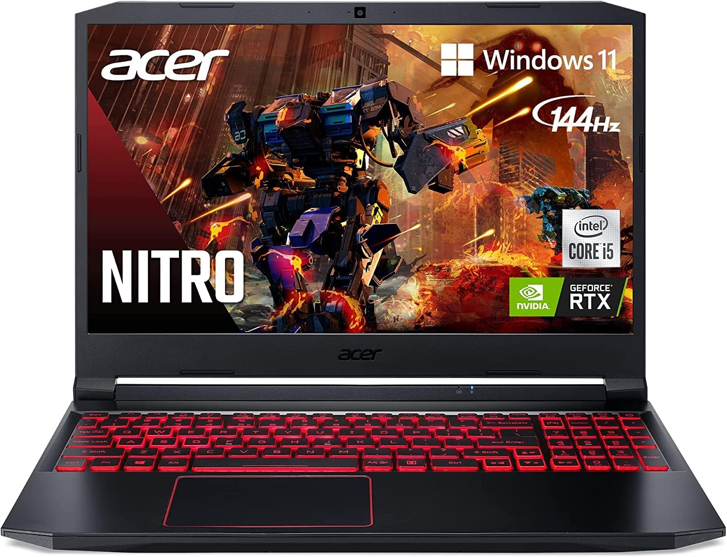 Acer Nitro 5 Gaming Laptop, 15.6″ 144Hz IPS FHD Display, Intel Core i5-10300H, 8GB DDR4 RAM, 256GB NVMe SSD, NVIDIA GeForce RTX 3050 GPU, QWERTY Backlit Keyboard, Windows 11 Home