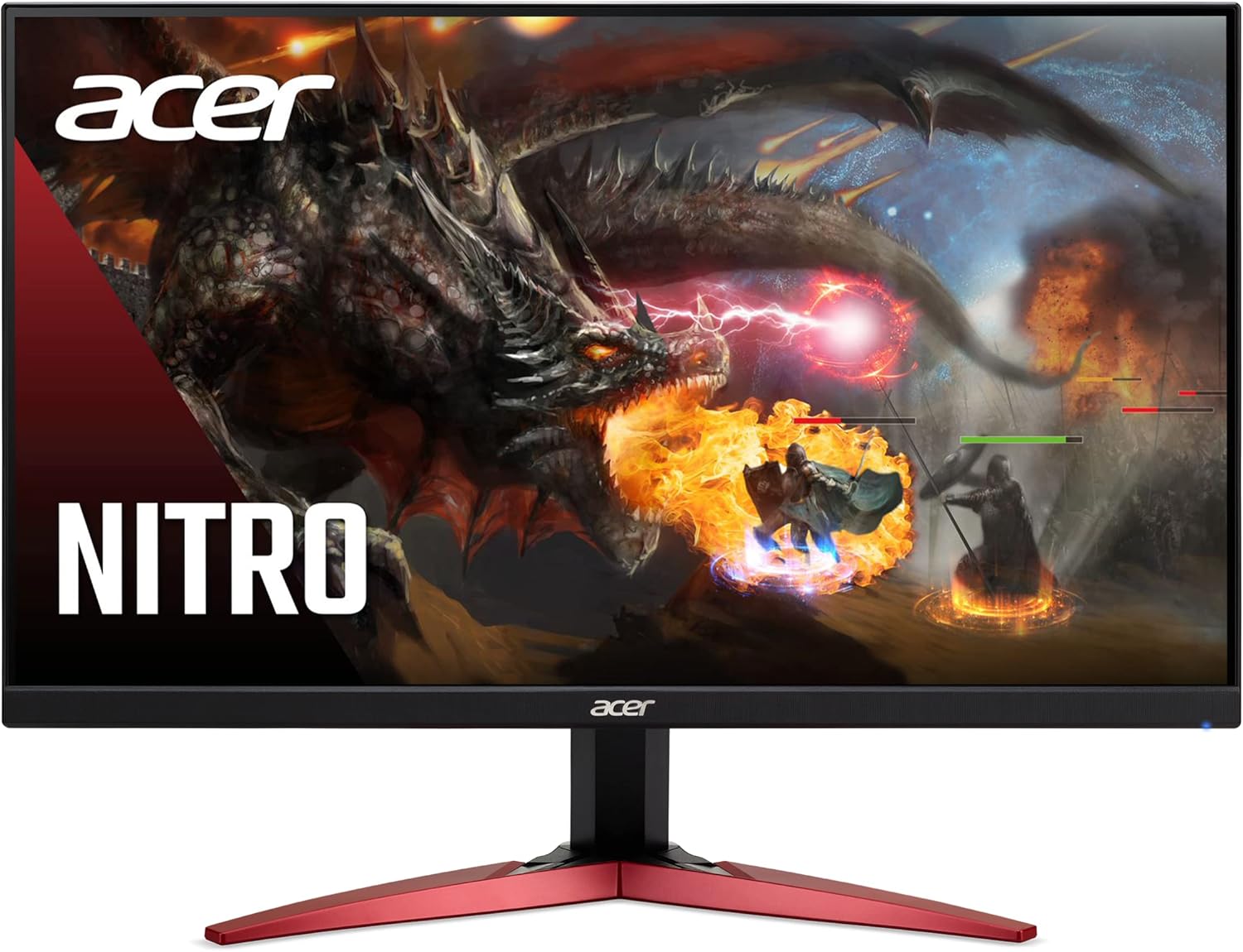 Acer Nitro KG241Y Sbiip 23.8” Full HD (1920 x 1080) VA Gaming Monitor | AMD FreeSync Premium Technology | 165Hz Refresh Rate | 1ms (VRB) | ZeroFrame Design | 1 x Display Port 1.2 & 2 x HDMI 2.0,Black