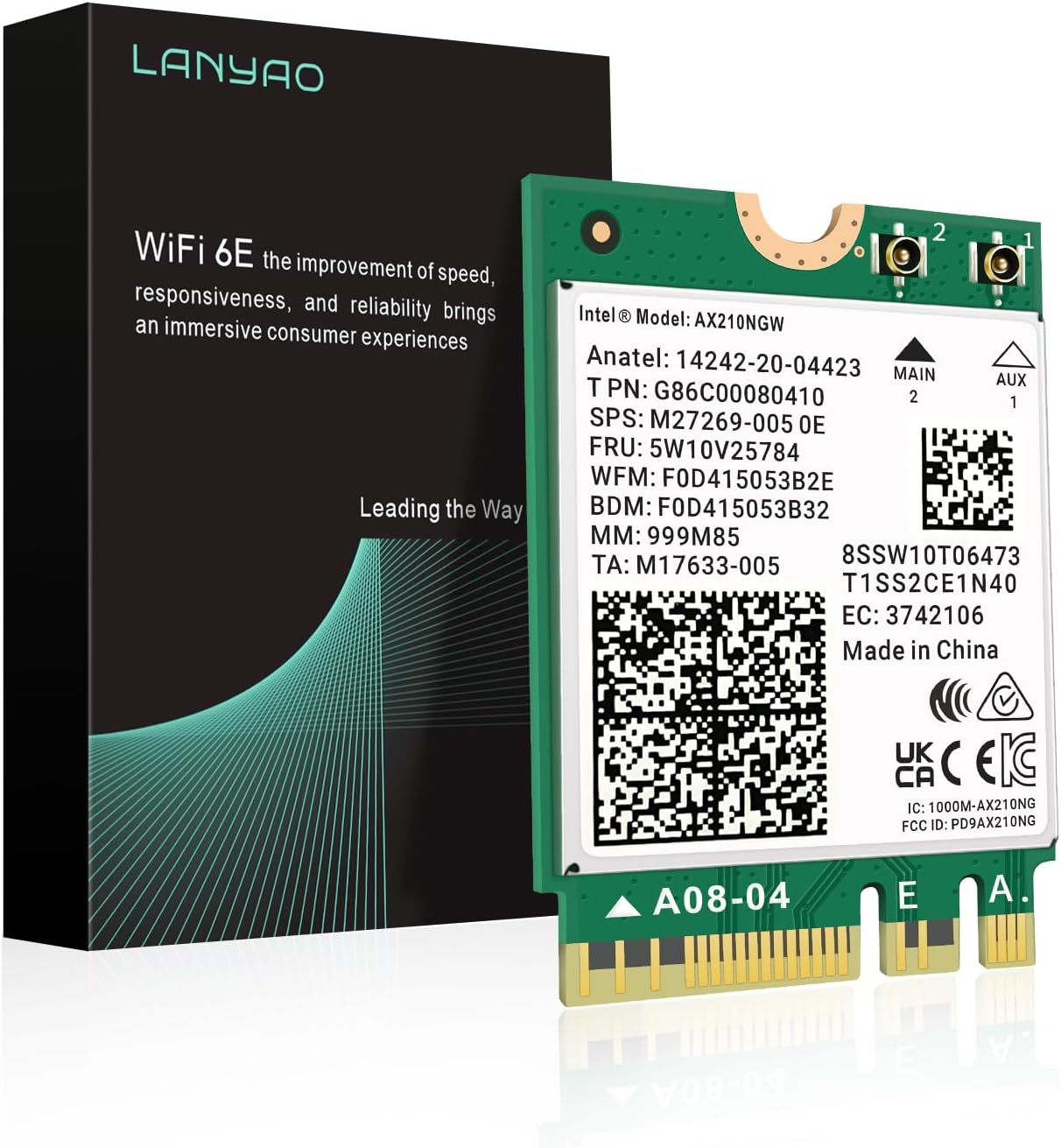 WiFi 6E AX210 NGW Wireless Card M.2 2230/NGFF WiFi 6E Laptop Module with Bluetooth 5.3, 5400Mbps Tri-Band AX210 WiFi Chip Adapter, Ultra-Low Latency, Supports Windows 11/10 (64bit only)