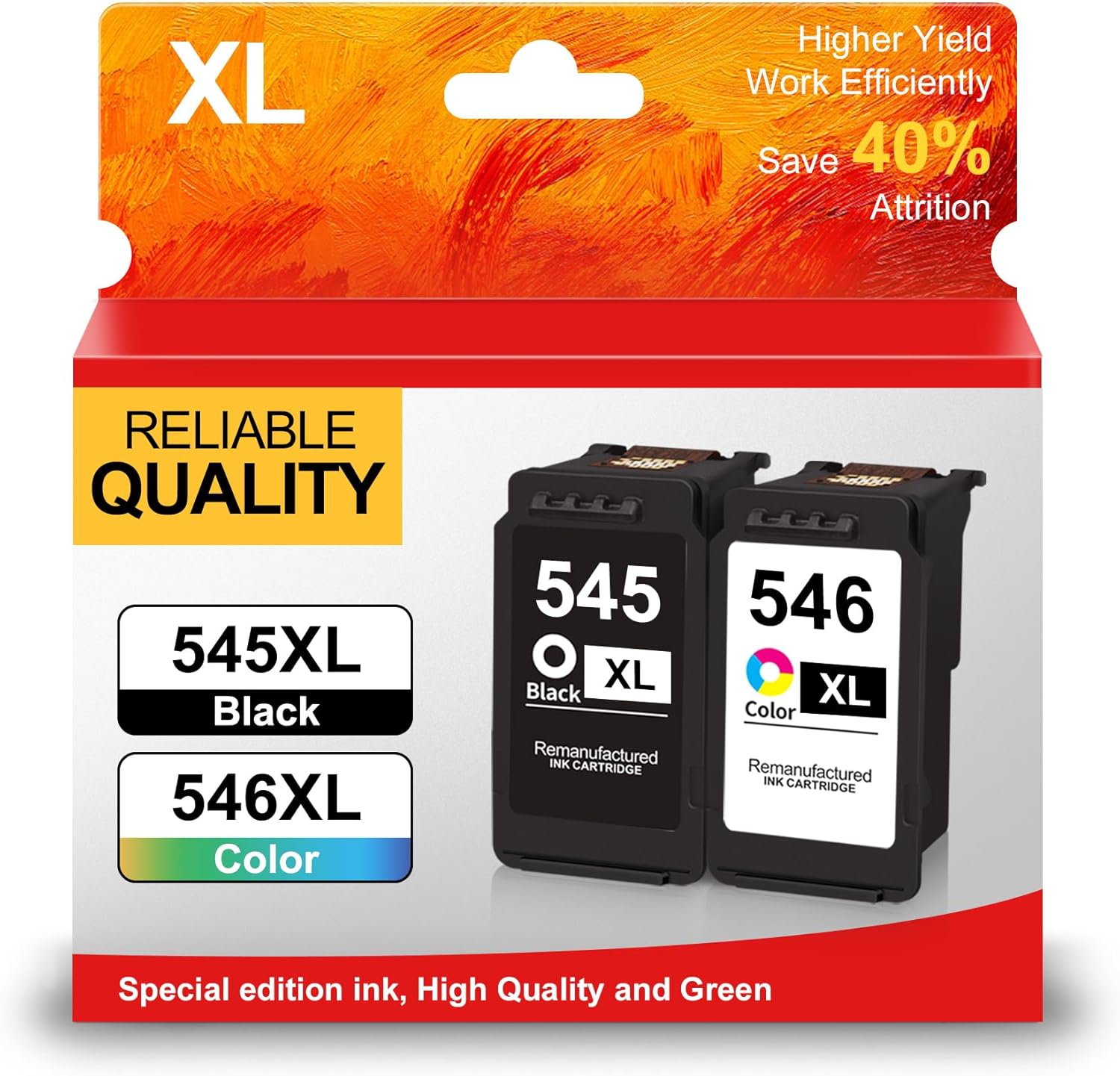 PG-545XL/CL-546XL Ink Cartridge Replacement for Canon 545 546 Combo Pack for Pixma MX495 MG2950 MG2450 MG2550 MG2500 MG3050 MG3051 Printer (1 Black, 1 Color)