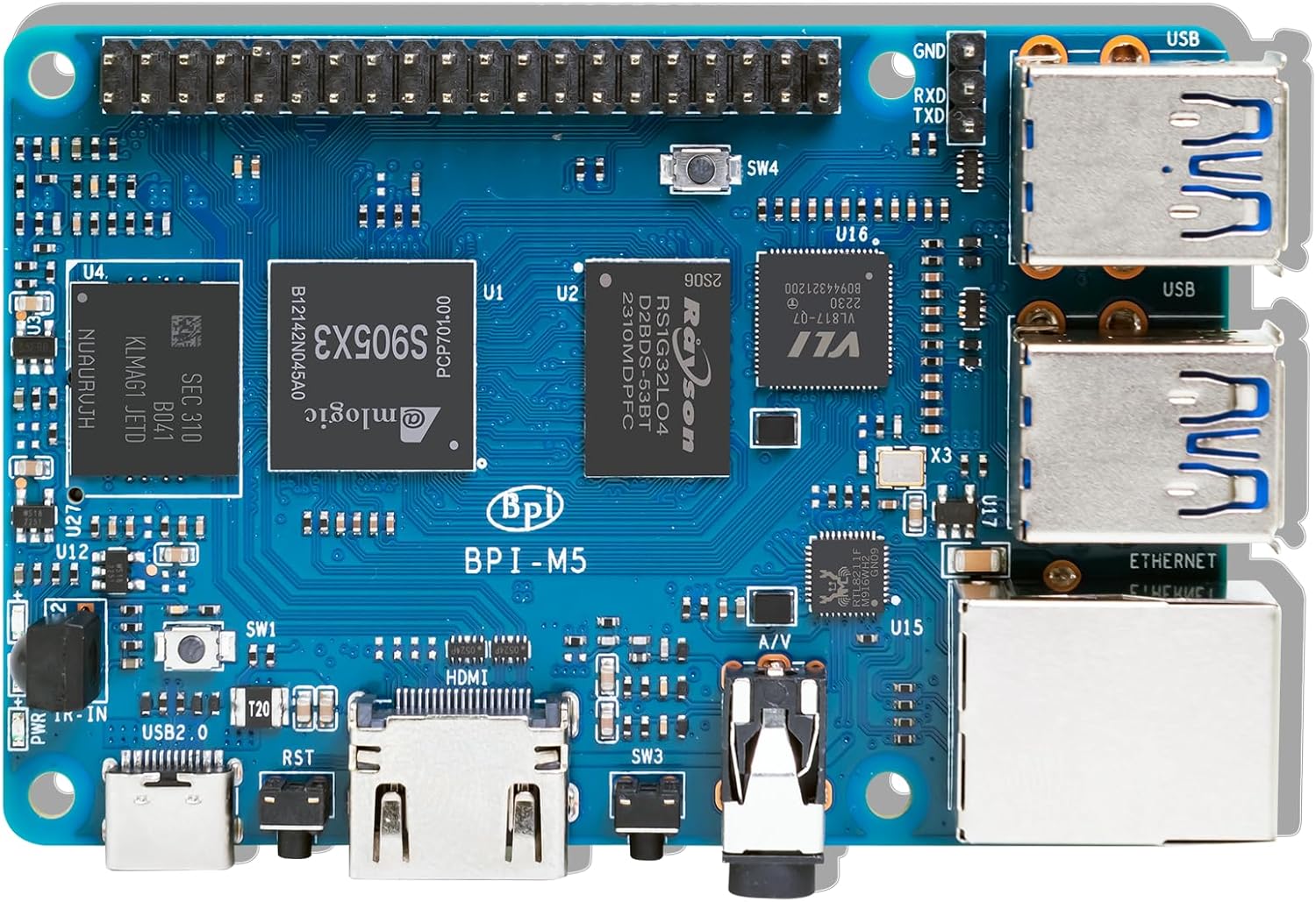 youyeetoo BPI-M5 Amlogic S905X3 Single Board Computer with 4GB RAM and 16G eMMC for AIOT Support Android Debian Raspbian Armbian