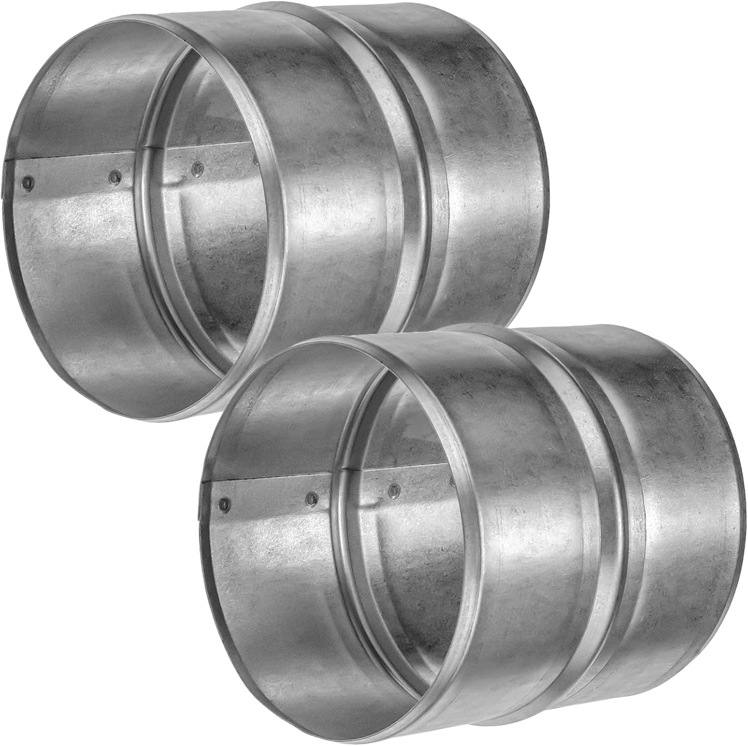 Vent Systems 4” Inch Pack of 2 – Galvanized Steel Duct Connector – Round Ventilation Duct Extension – Metal Vent Coupler – Metal Hose Coupling – Galvanized Pipe Connector