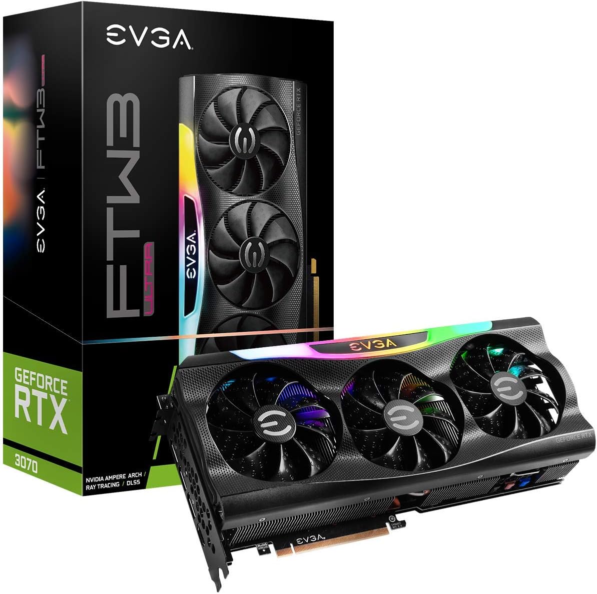 EVGA 08G-P5-3767-KR GeForce RTX 3070 FTW3 Ultra Gaming, 8GB GDDR6, iCX3 Technology, ARGB LED, Metal Backplate