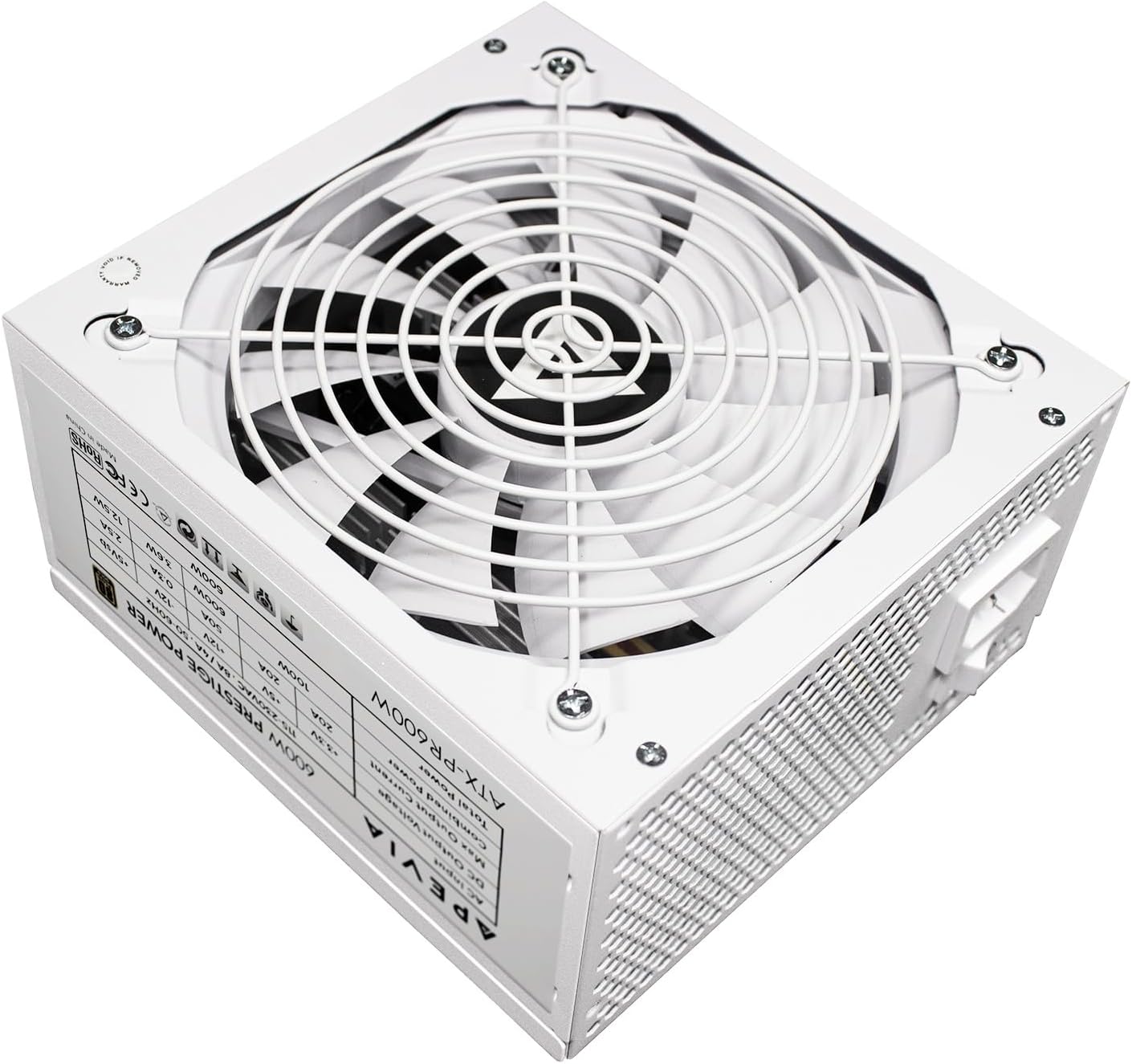 Apevia ATX-PR600W-WH Prestige 600W 80+ Gold Certified, RoHS Compliance, Active PFC ATX Gaming Power Supply White