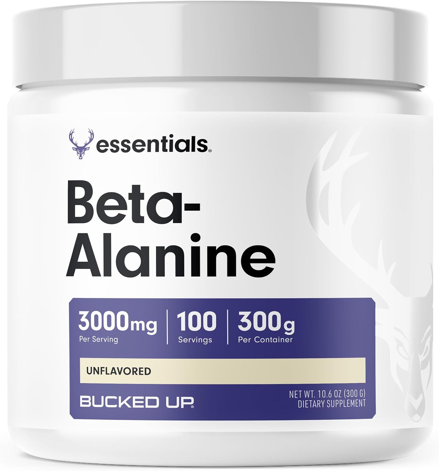 Bucked Up Beta Alanine 300mg Powder, Non-GMO, Gluten-Free, Unflavored (100 Servings)