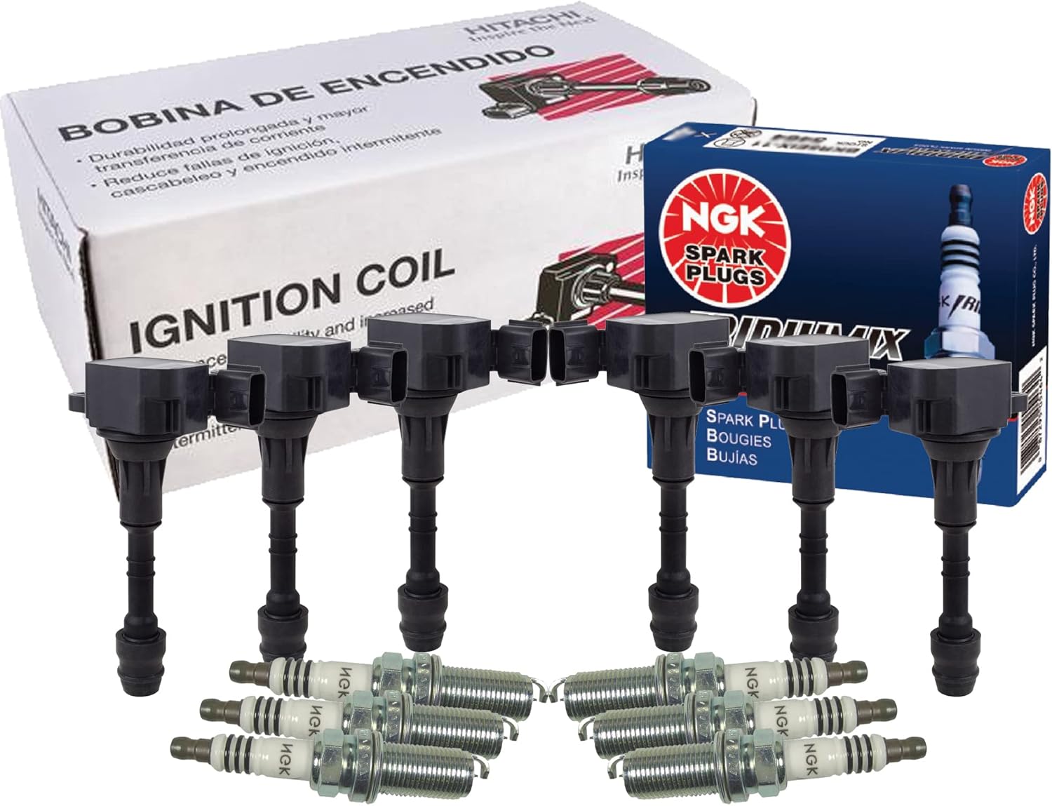 Hitachi 6 Ignition Coils NGK 6 Iridium IX Spark Plugs Kit For Infiniti Nissan Suzuki 3.5 4.0 V6