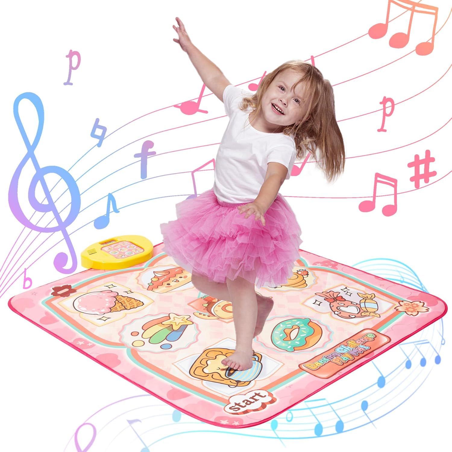 Dance Mat Toys, Electronic Dance Pad for Kids, Toddlers Dancing Game Pad with Adjustable Volume, Built-in Music, Different Game Modes, Musical Mat First Birthday Gifts for Girls Boys, Pink