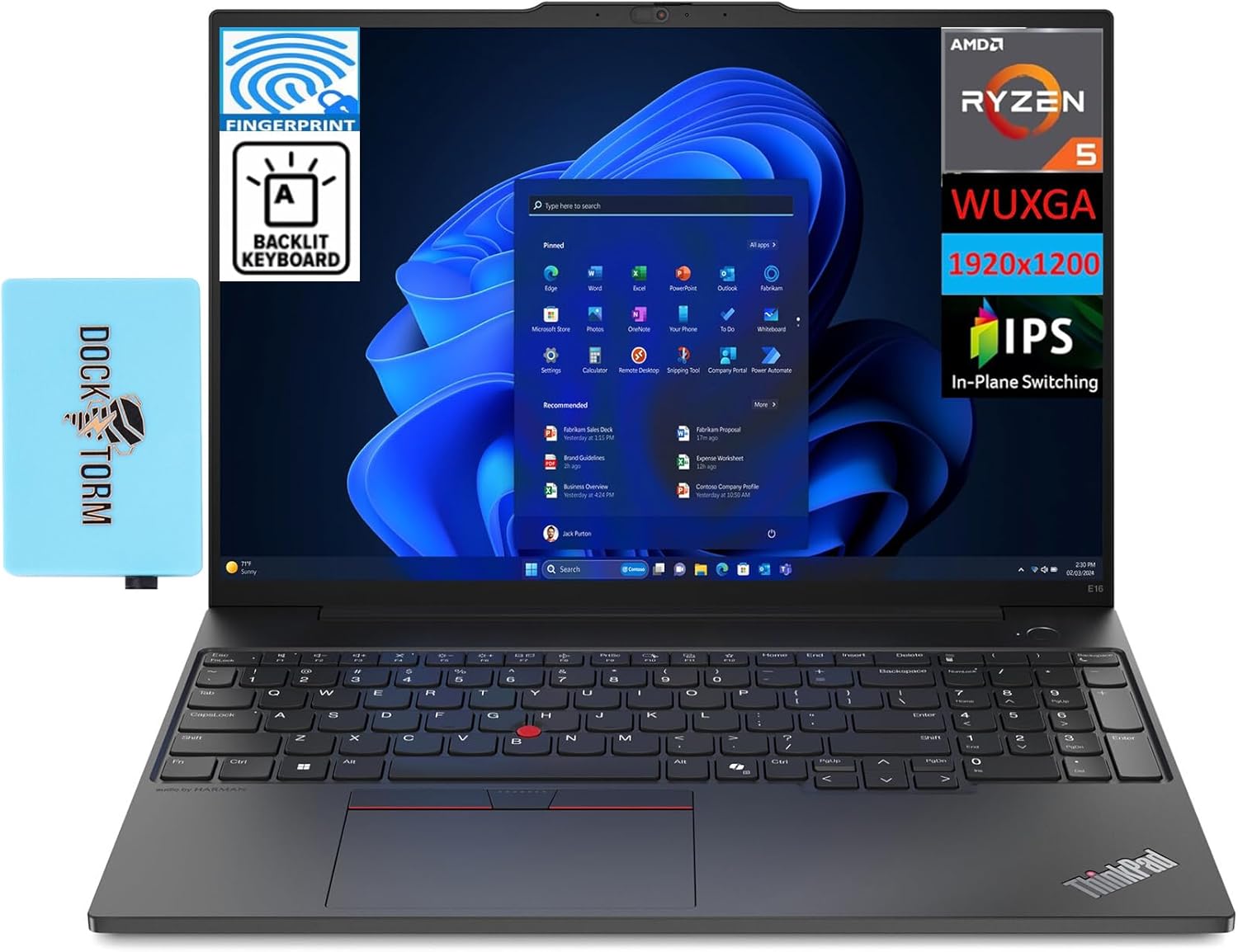 Lenovo Thinkpad E16 Gen 2 Business Laptop 16.0″ IPS WUXGA Display (AMD Ryzen 5 7535U, 8GB DDR5, 512GB PCIe SSD, Backlit KYB, Fingerprint, WiFi 6E, BT 5.3, Win 11 Pro) w/DKZ Hub USB Port Expander