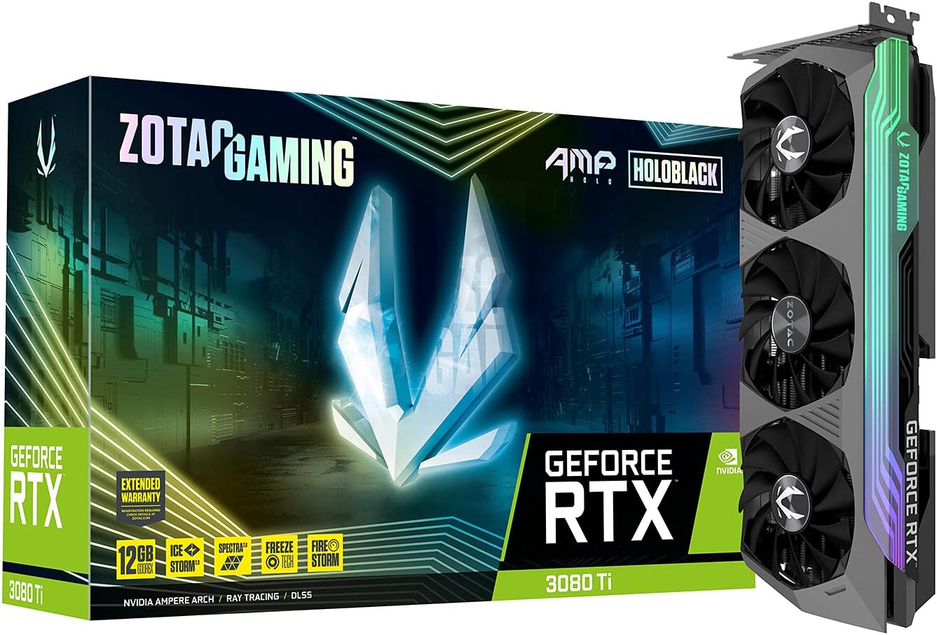 ZOTAC GAMING GeForce RTX 3080 Ti AMP Holo 12GB GDDR6X 384-bit 19 Gbps PCIE 4.0 Graphics Card, HoloBlack, IceStorm 2.0 Advanced Cooling, SPECTRA 2.0 RGB Lighting, ZT-A30810F