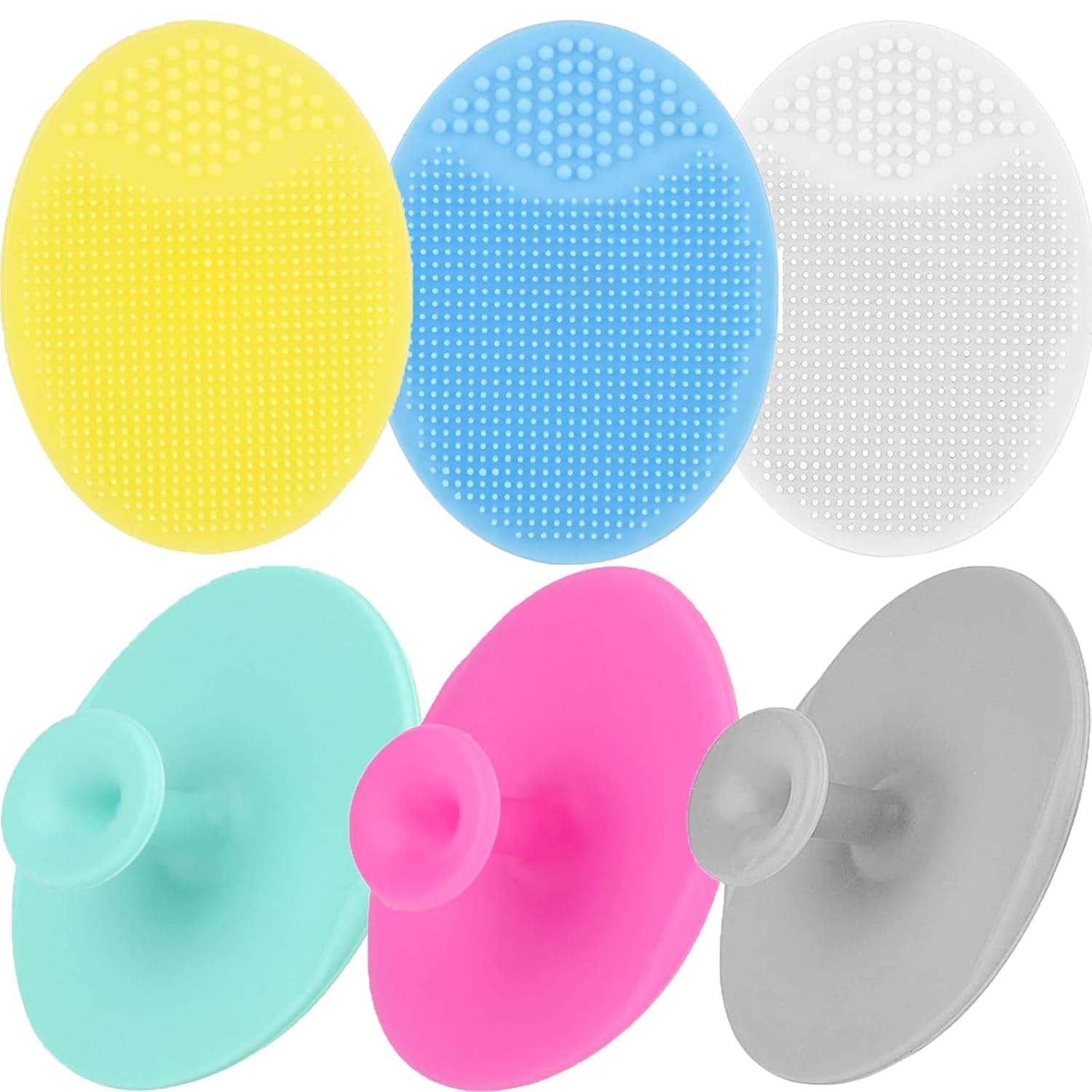 6 Pack Face Scrubber, Soft Silicone Facial Cleansing Brush Exfoliator Blackhead Acne Pore Pad Cradle Cap Wash for Deep Cleaning Skin Care