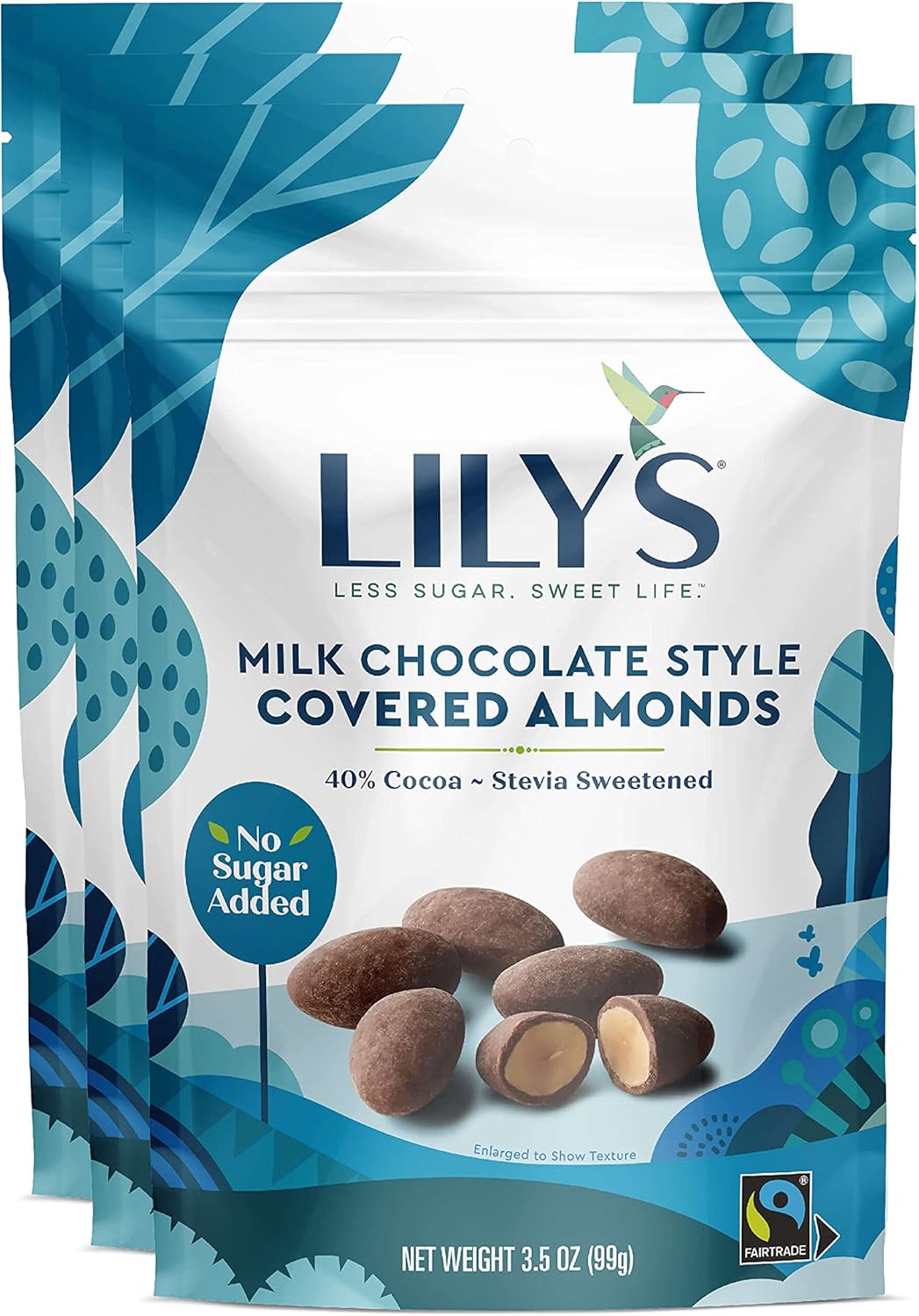 Lily’s Milk Chocolate Style Covered Almonds, Stevia Sweetened, No Added Sugar, Low-Carb, Keto-Friendly, Gluten-Free & Non-GMO, 3.5 Ounce (Pack of 3), 10.5 Ounce