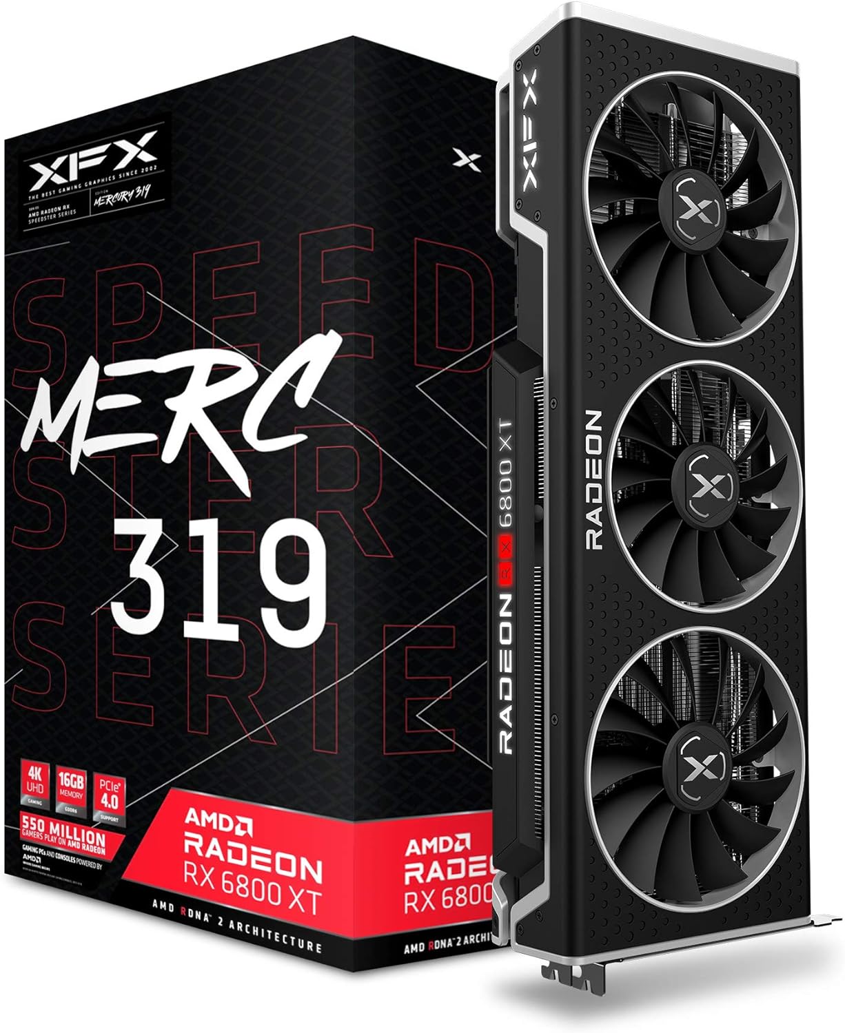 XFX Speedster MERC319 AMD Radeon RX 6800 XT CORE Gaming Graphics Card with 16GB GDDR6 HDMI 3xDP RX-68XTALFD9