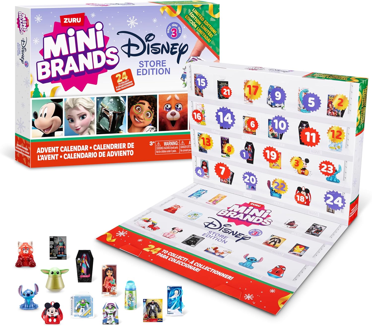 Disney Advent Calendar 2024 by ZURU Mini Brands Limited Edition Advent Calendar, 24 Days of Suprises, Mini Figures, Fun Christmas Toys for Kids, Best Gift for Girls and Boys Ages 3+