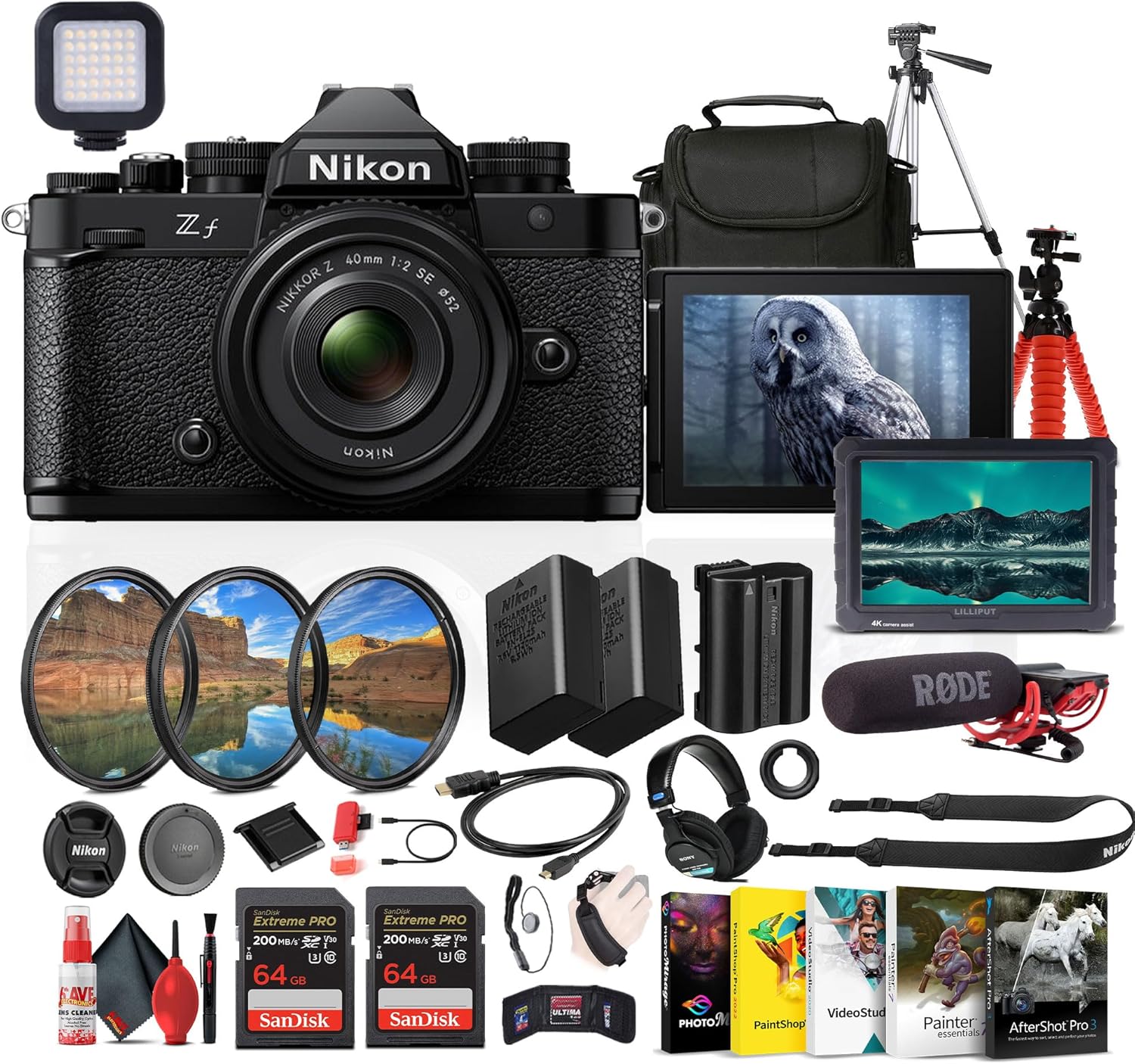 Nikon Z fc DX-Format Mirrorless Camera with NIKKOR Retro Style Z 28mm f/2.8 (SE) Lens (1673B) + Mic + Monitor + Pro Headphones + 2 x EN-EL25 Battery + Tripod + 2 x 64GB Memory Card + More (Renewed)