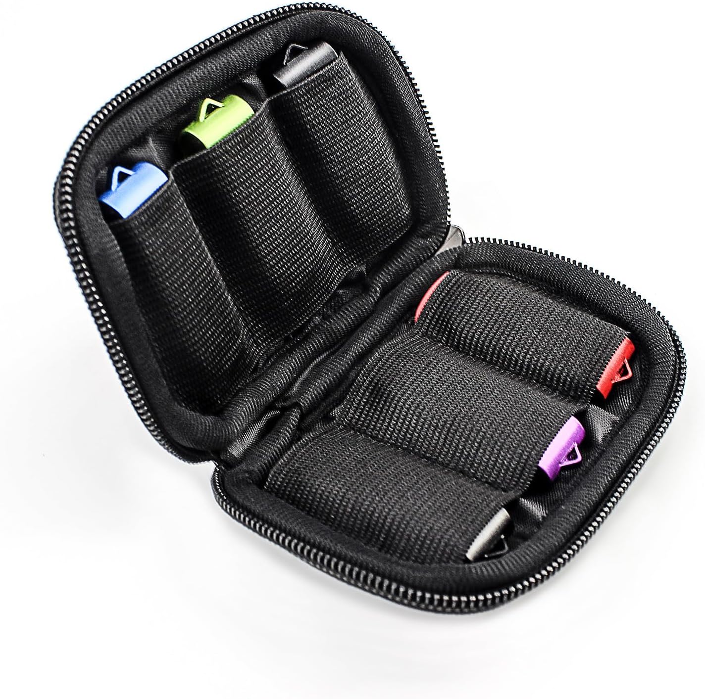 Flash Drive Case, USB Drive Holder, Storage Bag for Thumb Drive, Light Weight and Easy to Put into Pockets, Protect and Store Small Items, 6 Slots Bag Black Color