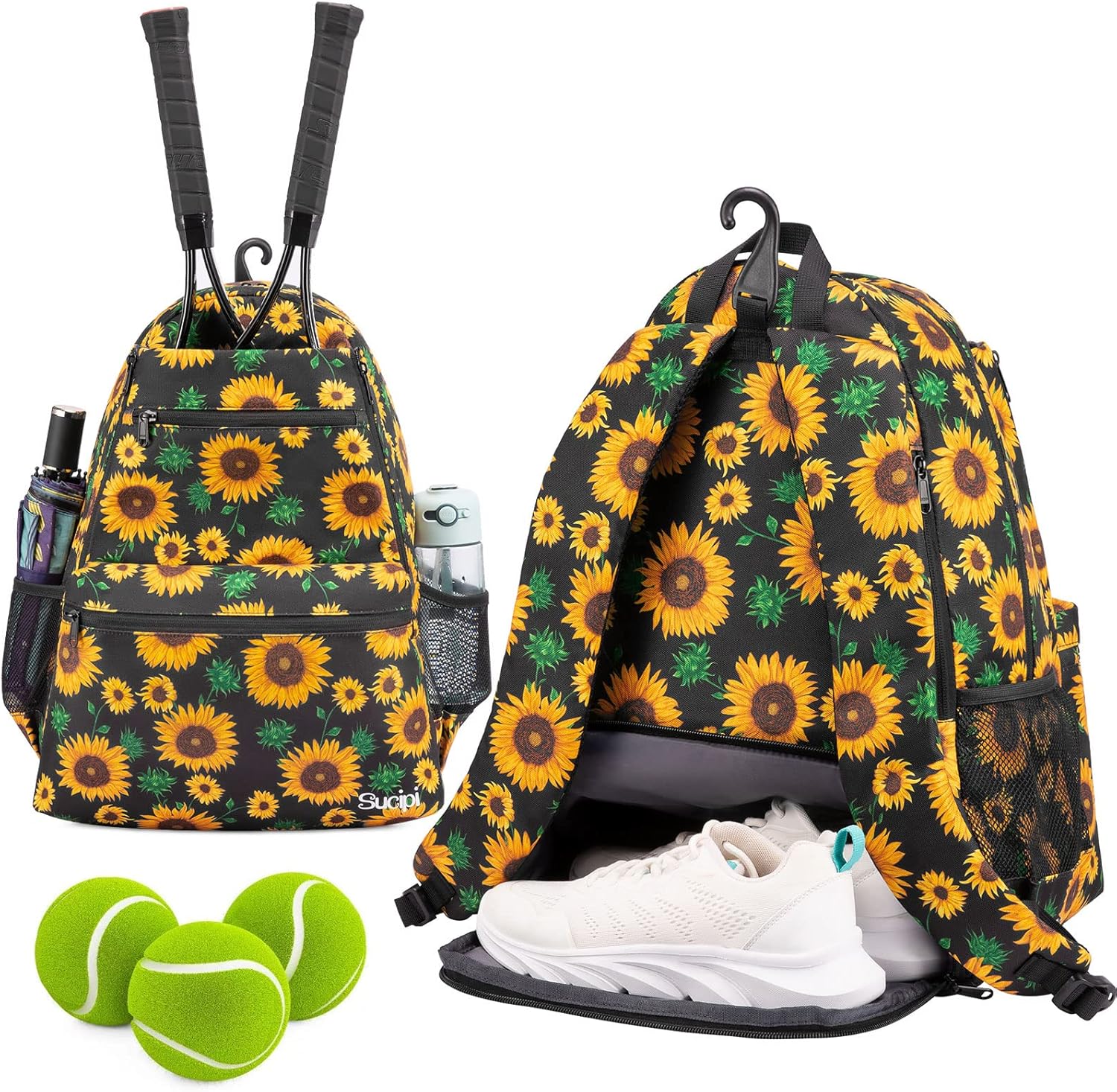 Sucipi Tennis Bag Professional Tennis Backpack for Men and Women Racket Bags Holds 2 Rackets with Ventilated Shoe Compartment