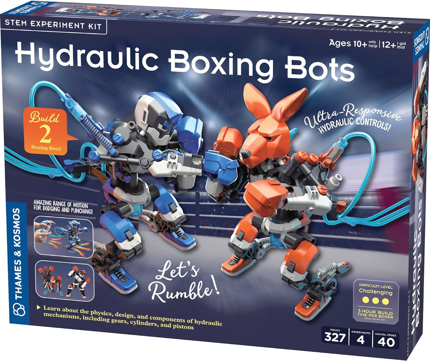 Thames & Kosmos Hydraulic Boxing Bots STEM Experiment Kit | Build Two Hydraulic-Powered Boxing Robots! | Explore Hydraulic, Water-Powered Systems | Challenge a Friend to a Robot Duel!