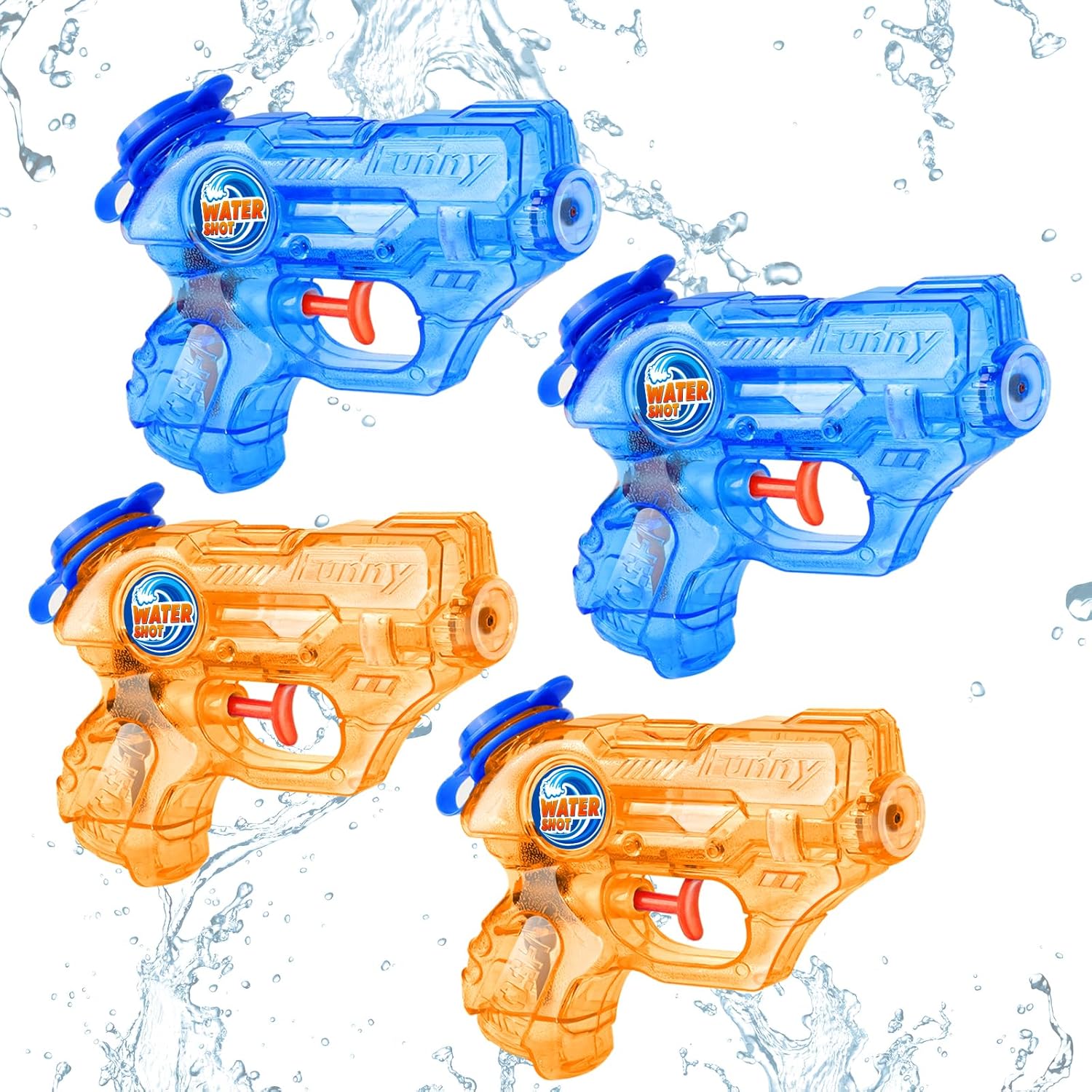 Mini Water Gun for Kids Toddler: 4 Pack Water Guns Soaker Squirts Blasters with Trigger for Boys Girls Summer Outdoor Swimming Pool Water Fighting Toys