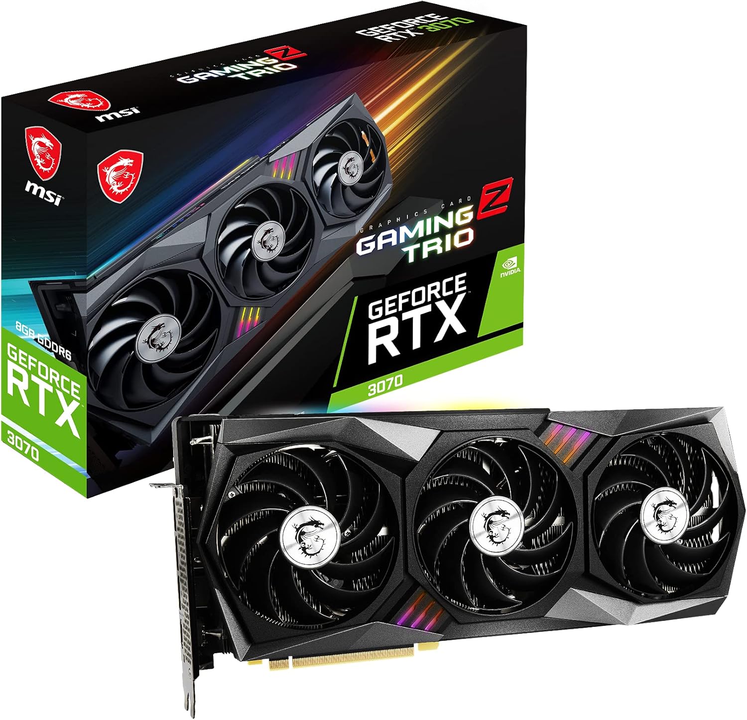 MSI Gaming GeForce RTX 3070 LHR 8GB GDRR6 256-Bit HDMI/DP Nvlink Torx Fan 4 RGB Ampere Architecture OC Graphics Card (RTX 3070 Gaming Z Trio 8G LHR)