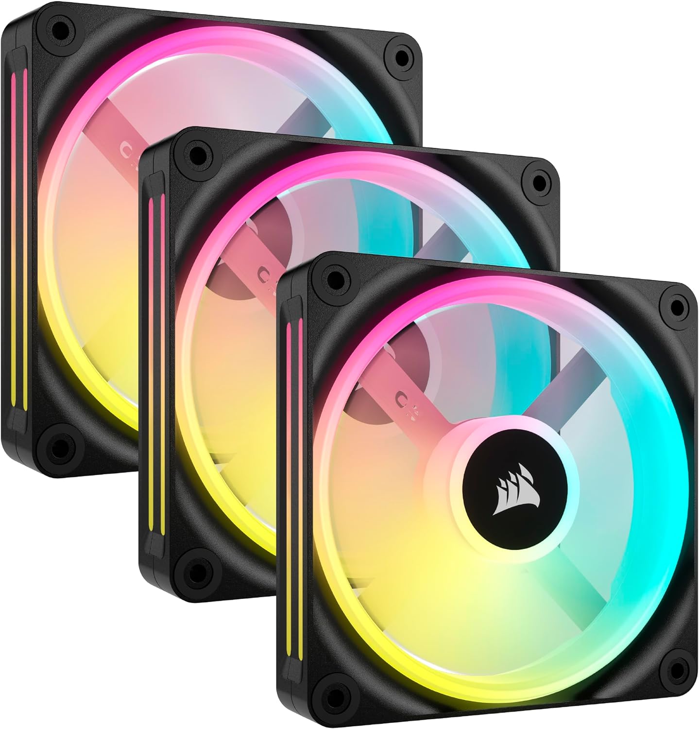 Corsair iCUE LINK QX120 RGB 120mm Magnetic Dome RGB Fans – Triple Fan Starter Kit with iCUE LINK System Hub – Black