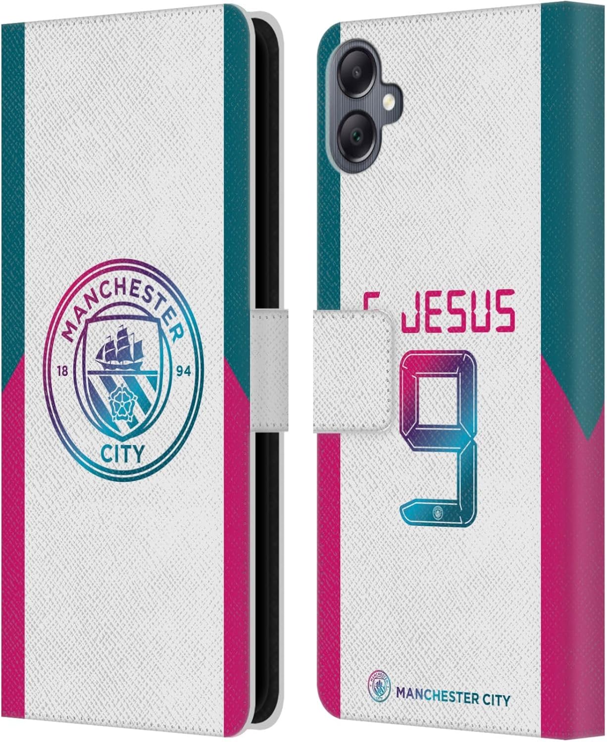 Head Case Designs Officially Licensed Manchester City Man City FC Gabriel Jesus 2021/22 Players Away Kit Group 1 Leather Book Wallet Case Cover Compatible with Samsung Galaxy A05