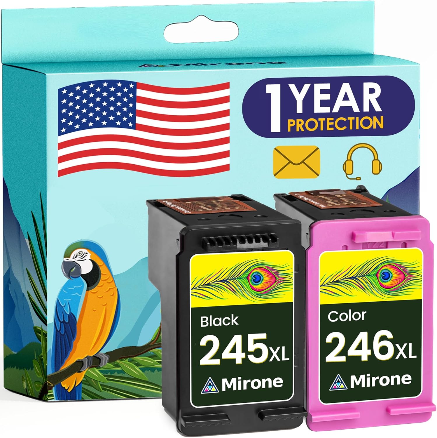 Mirone Compatible Ink Cartridges Replacement for Canon Ink Cartridges 245 and 246 245xl 246xl for Canon Pixma MG2522 Ink mx490 Printer Ink for Canon 245 246 XL 243 and PG 245 244 Ink ts3322 (2pk)