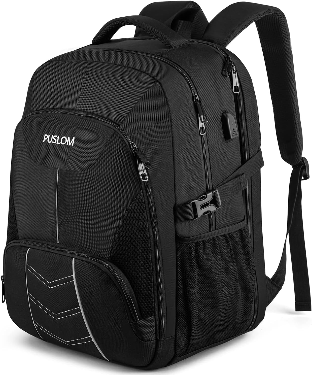 Extra Large Backpack for Men 55L,18.4Inch Travel Laptop Backpack with USB Charging Port Business Flight Approved Carry On Backpack,TSA Big Capacity Heavy Duty Computer Bag College Bookbag,Black