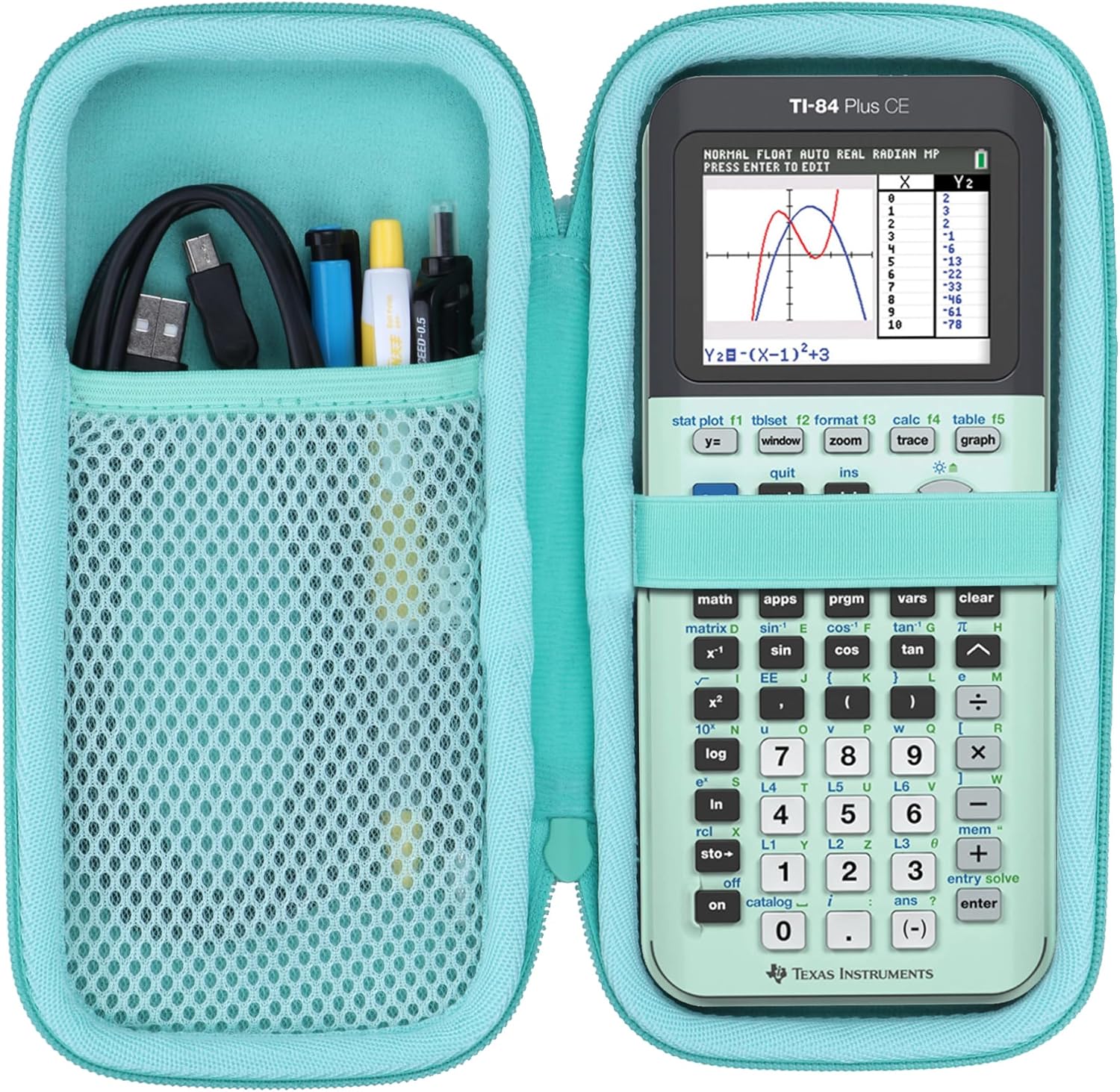 Hard Case Compatible with Texas Instruments TI-84 Plus CE/TI-84 Plus/TI-Nspire CX II CAS/TI-Nspire CX II/TI-83 Plus/TI-89 Titanium/TI-85 / TI-86 Color Graphing Calculator (Mint)