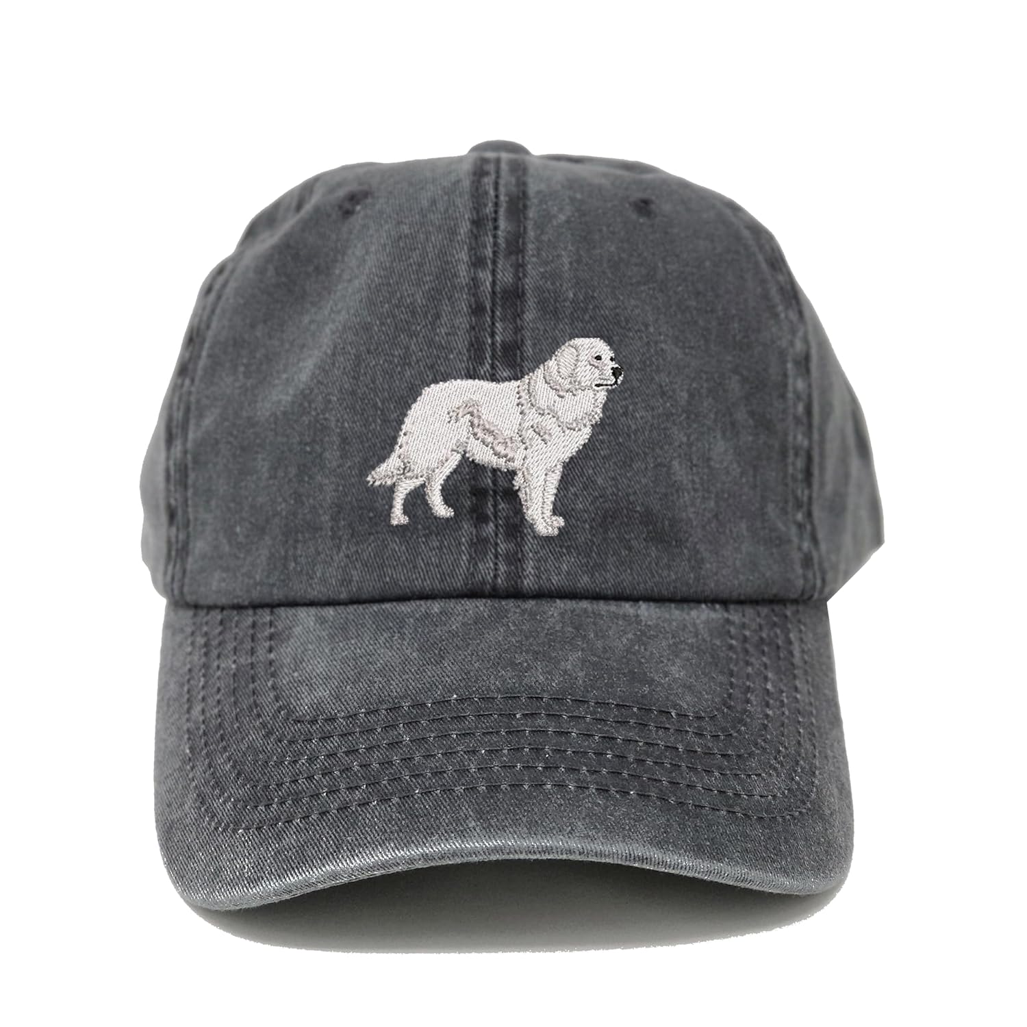 Gift for Great Pyrenees dog lover, Great Pyrenees dog embroidered baseball cap, Great Pyrenees dog cotton baseball cap, custom ball cap, dad hat (BLACK)