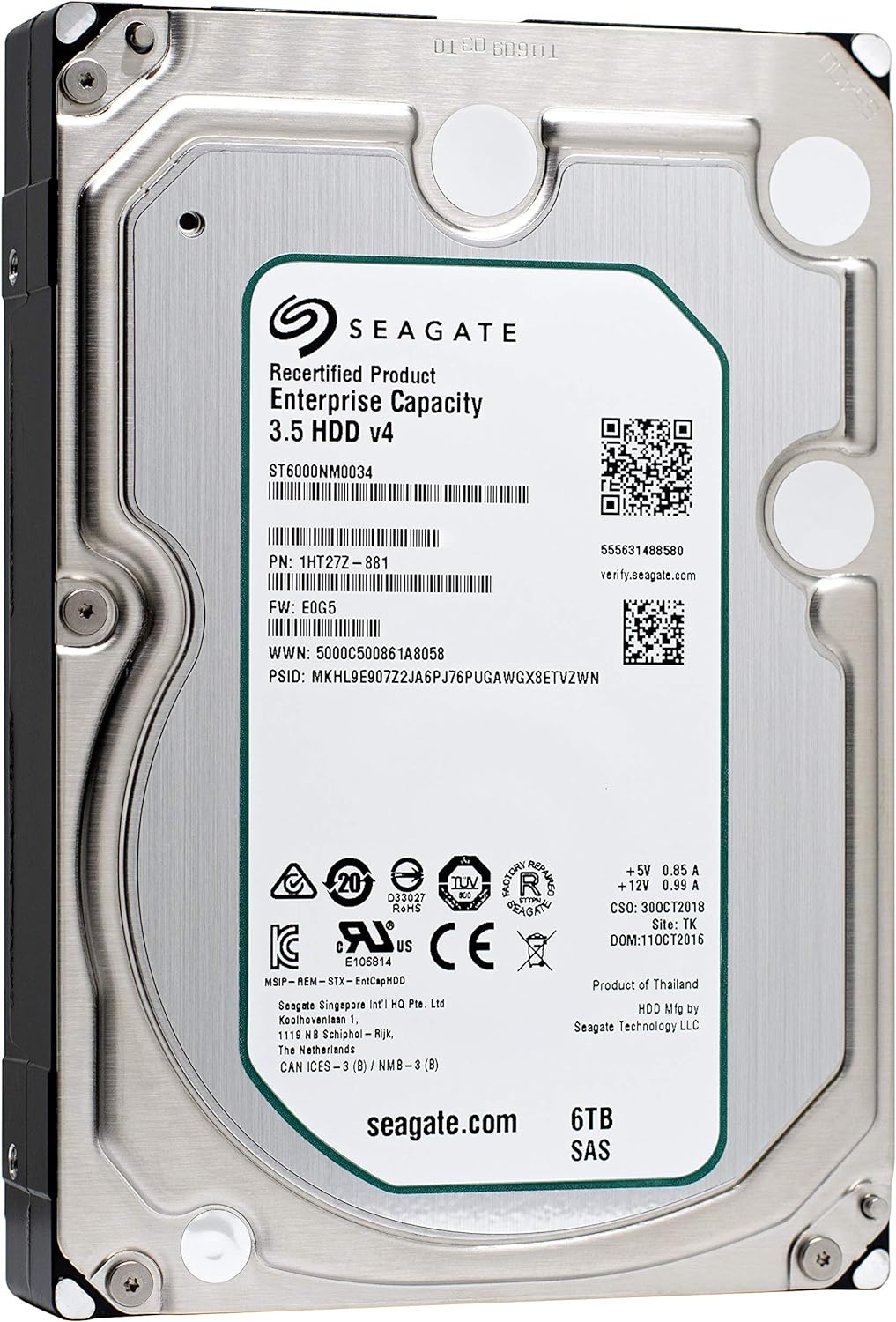 Seagate Enterprise Capacity 3.5 HDD| ST6000NM0034 | 6TB 7.2K RPM SAS 12Gb/s 128MB Cache 3.5′ | 512n | Enterprise Hard Disk Drive for Hyperscale Applications (Renewed)