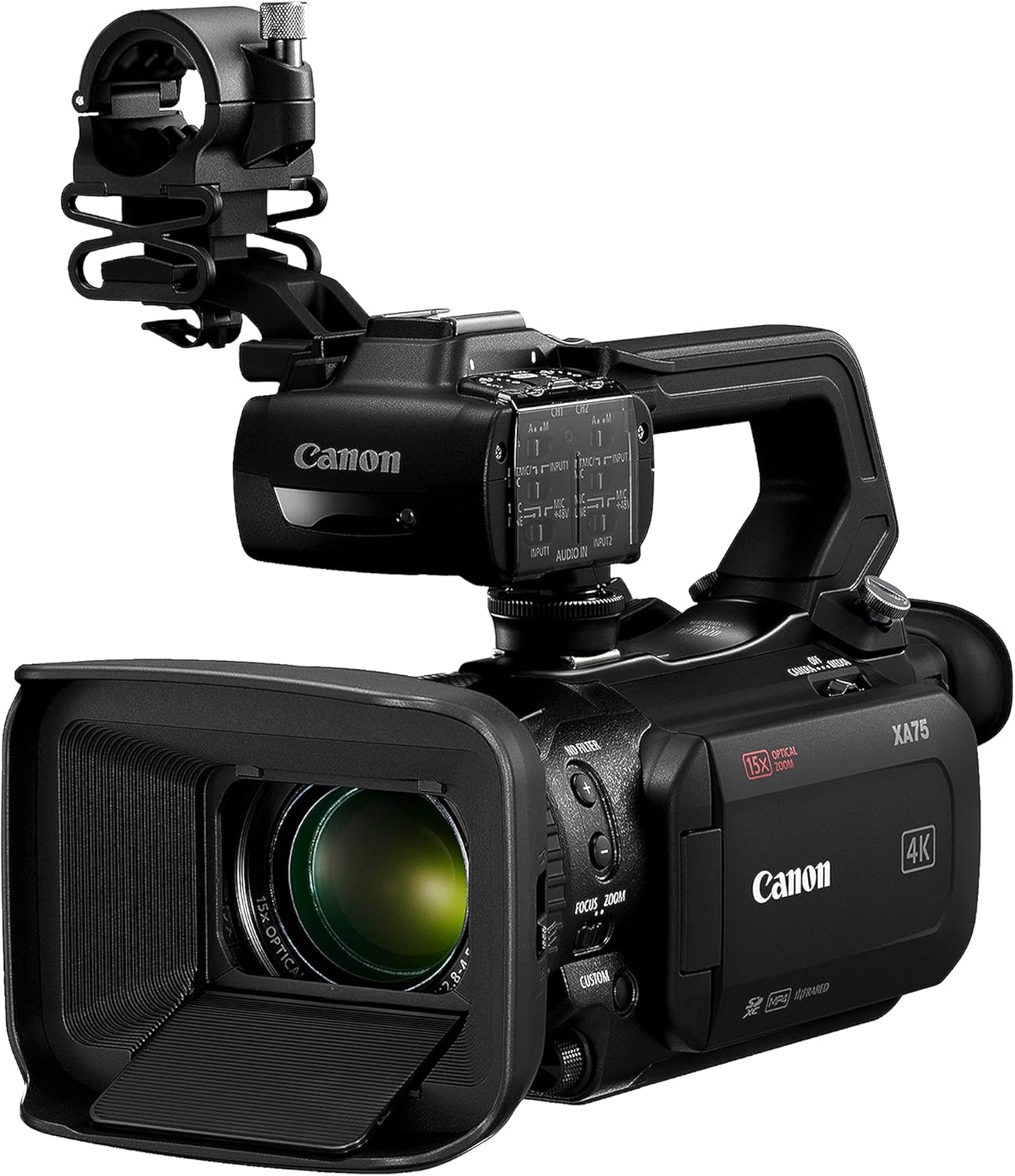 Canon XA75 Professional Camcorder, 4K UHD Video to Shoot, Record, Stream, 15x Optical Zoom Lens, 3G SDI & XLR Terminal, Black