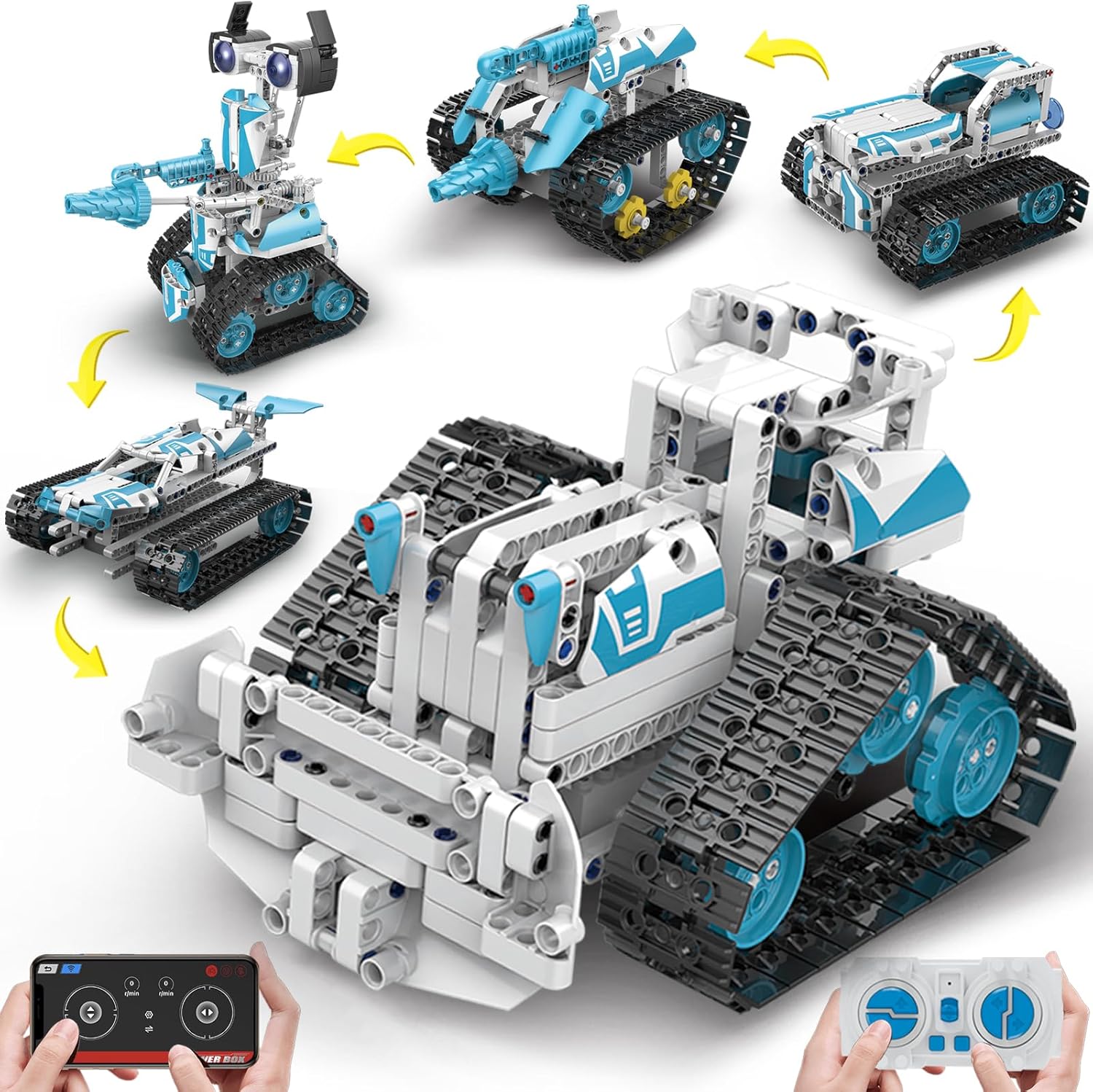 Technique Car Building Set, STEM Kits for Kids Age 8-10, 11-16, 5in1 Remote & APP Control Tracked Racer/Robot/Tank/Bulldozer, RC Toy Gifts for Boys Girls 8-16, (700 PCS)