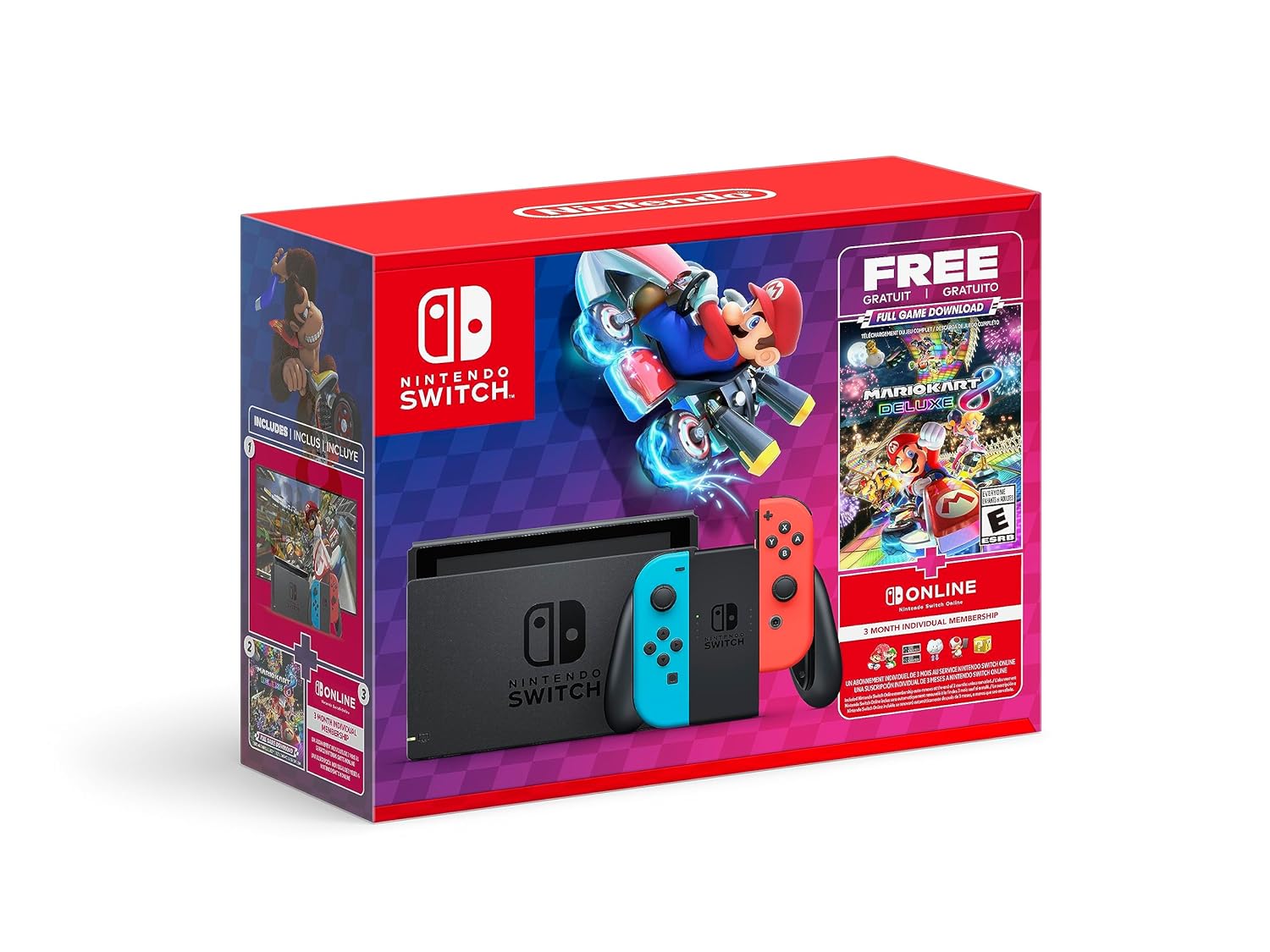 Nintendo Switch Mario Kart 8 Deluxe Bundle (Full Game Download + 3 Mo. Nintendo Switch Online Membership Included)