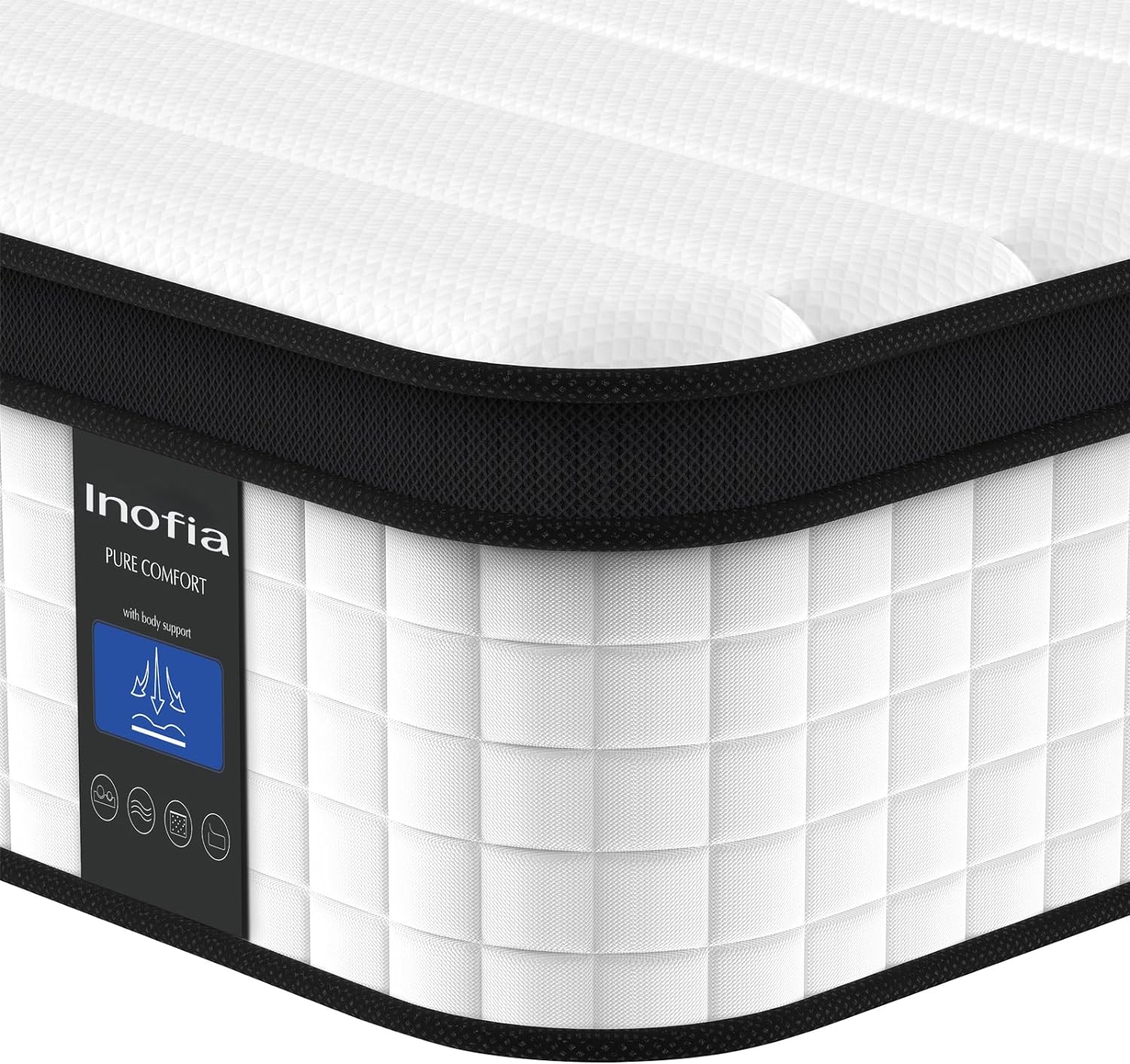 Inofia Twin Mattress, 12 Inch Hybrid Innerspring Single Mattress Cool Bed with Breathable Soft Knitted Fabric Cover