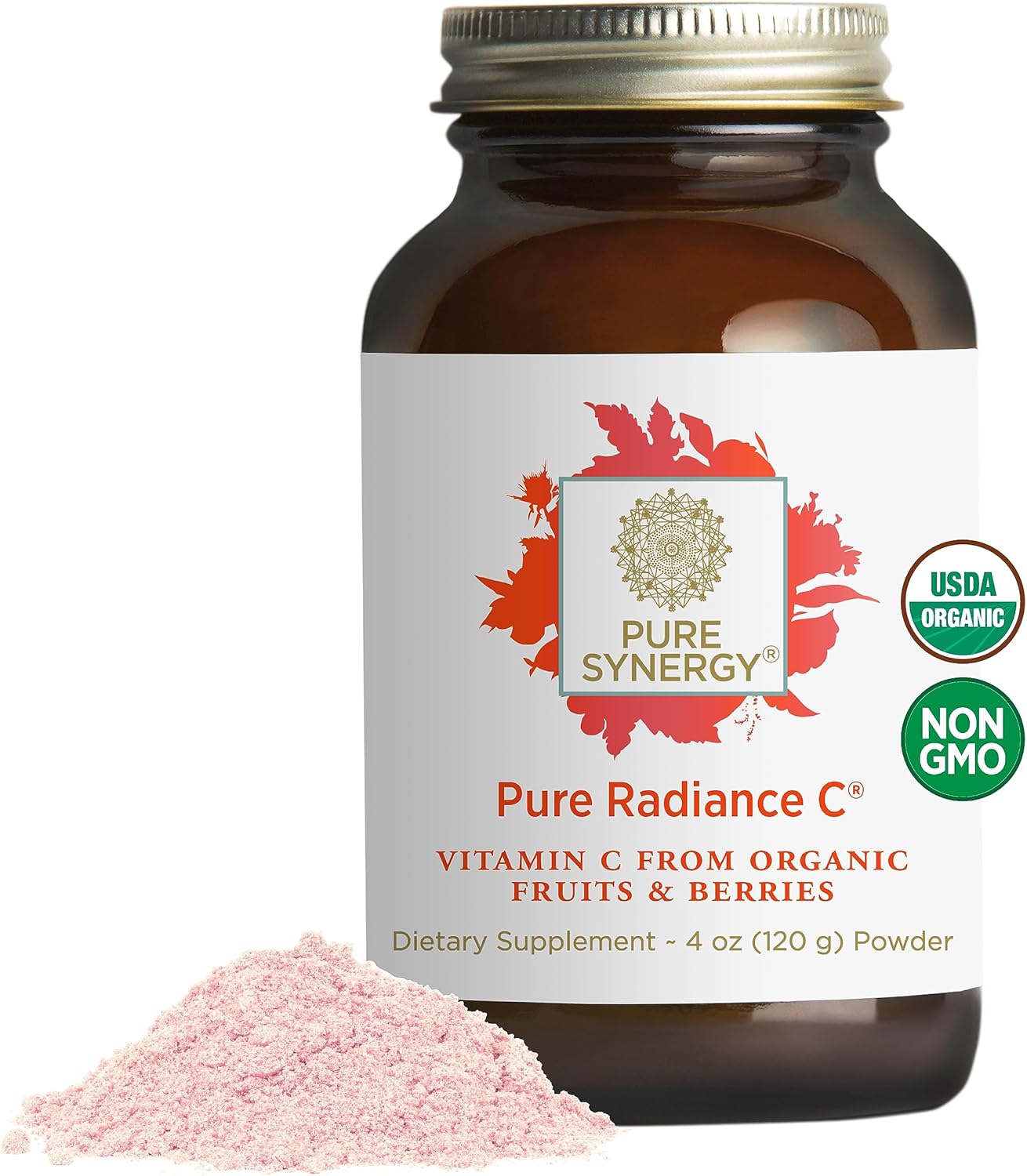 Pure Synergy Pure Radiance C | Organic Vitamin C Powder | 100% Natural, Whole Food, Non-GMO Supplement with Camu Camu Extract | for Immune and Collagen Support (4 oz Powder)