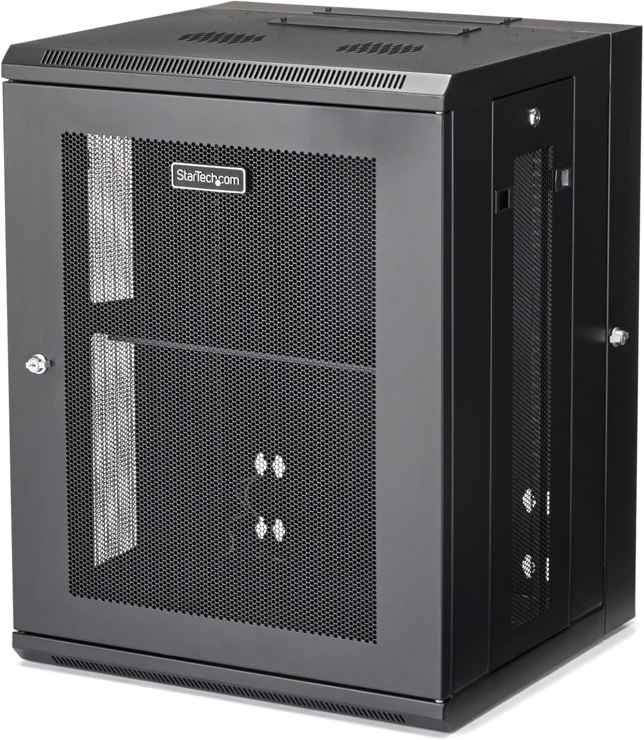 StarTech.com 4-Post 15U Wall Mount Network Cabinet w/ 1U Shelf, 19″ Wall-Mounted Server Rack for IT / Data Computer Equipment