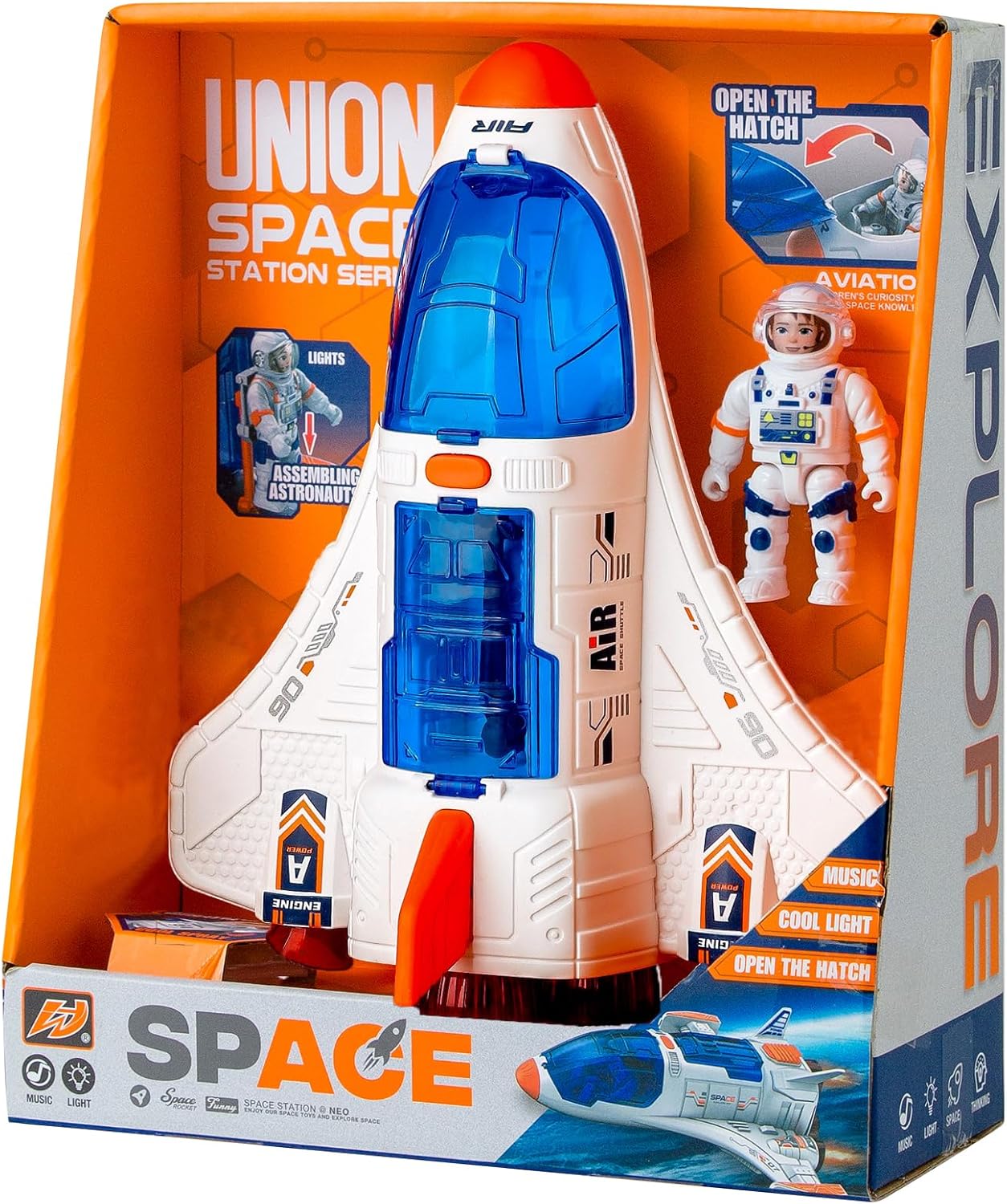 Spaceship Shuttle Toy with Astronaut Figure – Fun Rocket Ship Space Toys for Kid, Space Toys for Boys 5-8 Planet Toys with Lights Spray and Sound