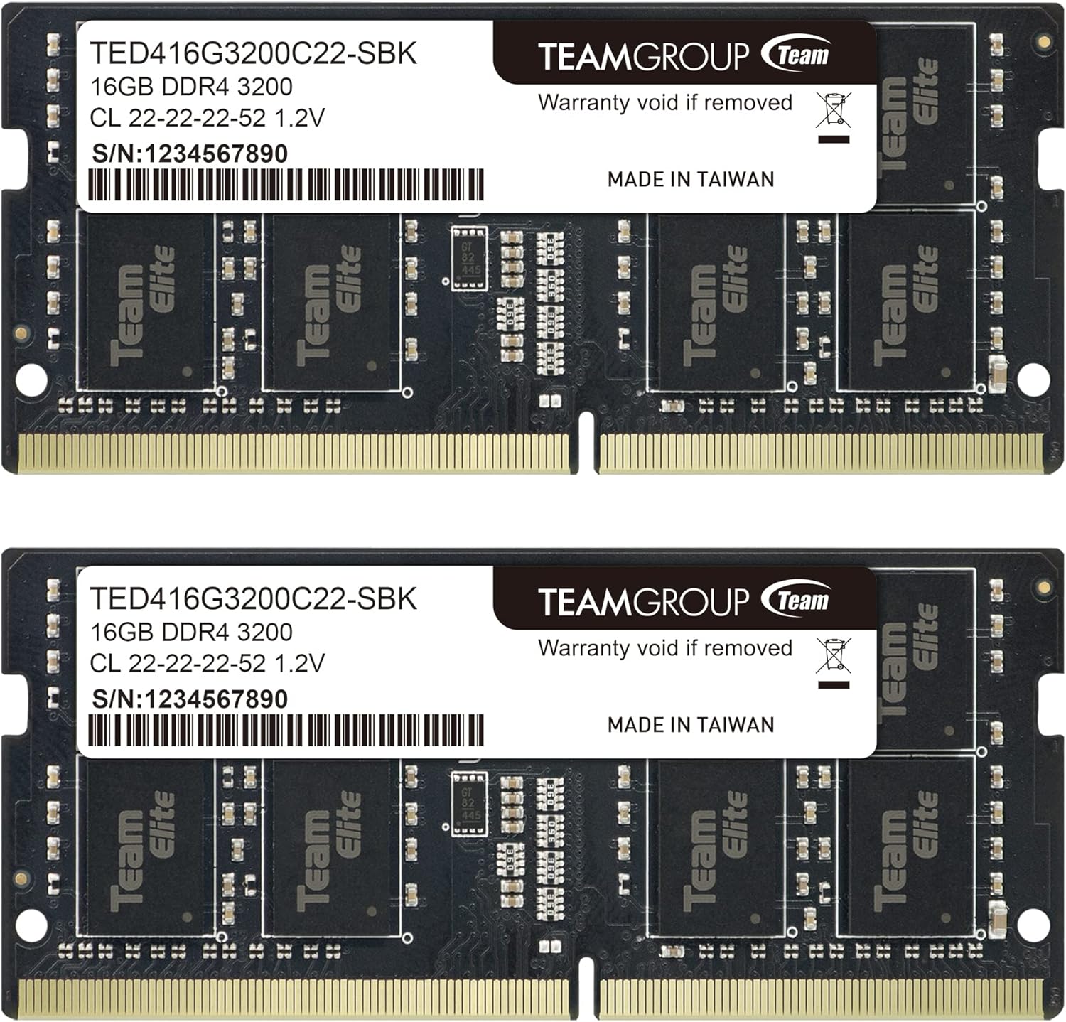 TEAMGROUP Elite DDR4 32GB Kit (2 x 16GB) 3200MHz PC4-25600 CL22 (2933MHz or 2666MHz)Unbuffered Non-ECC 1.2V SODIMM 260-Pin Laptop Notebook PC Computer Memory Module Ram Upgrade – TED432G3200C22DC-S01