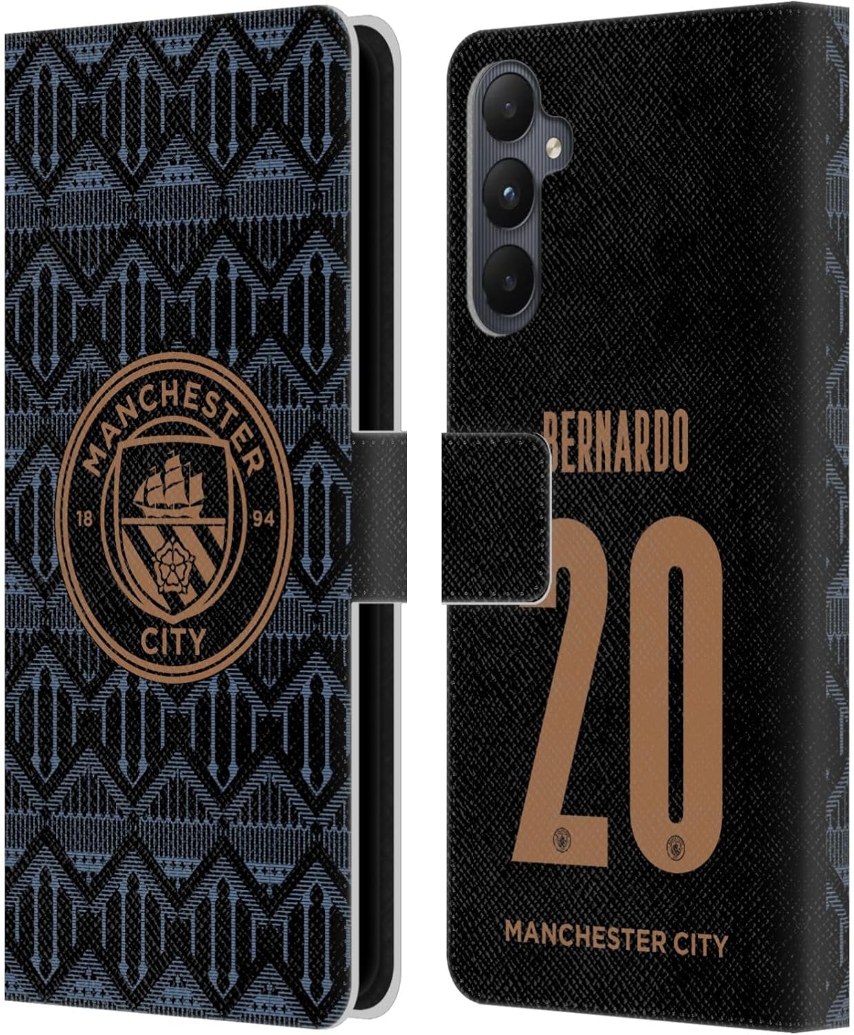 Head Case Designs Officially Licensed Manchester City Man City FC Bernardo Silva 2020/21 Players Away Kit Group 1 Leather Book Wallet Case Cover Compatible with Samsung Galaxy A05s