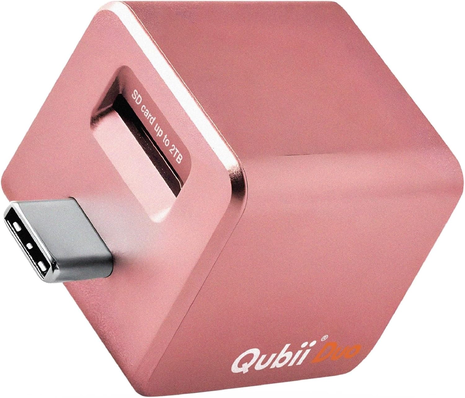 MAKTAR Qubii Duo USB C Photo Storage Device – Picture Storage Devices, Compatible with iPhone, Photo Backup Storage Device, iPhone Photo Storage, Hard Drive iPhone Storage – Rose Gold, NO microSD