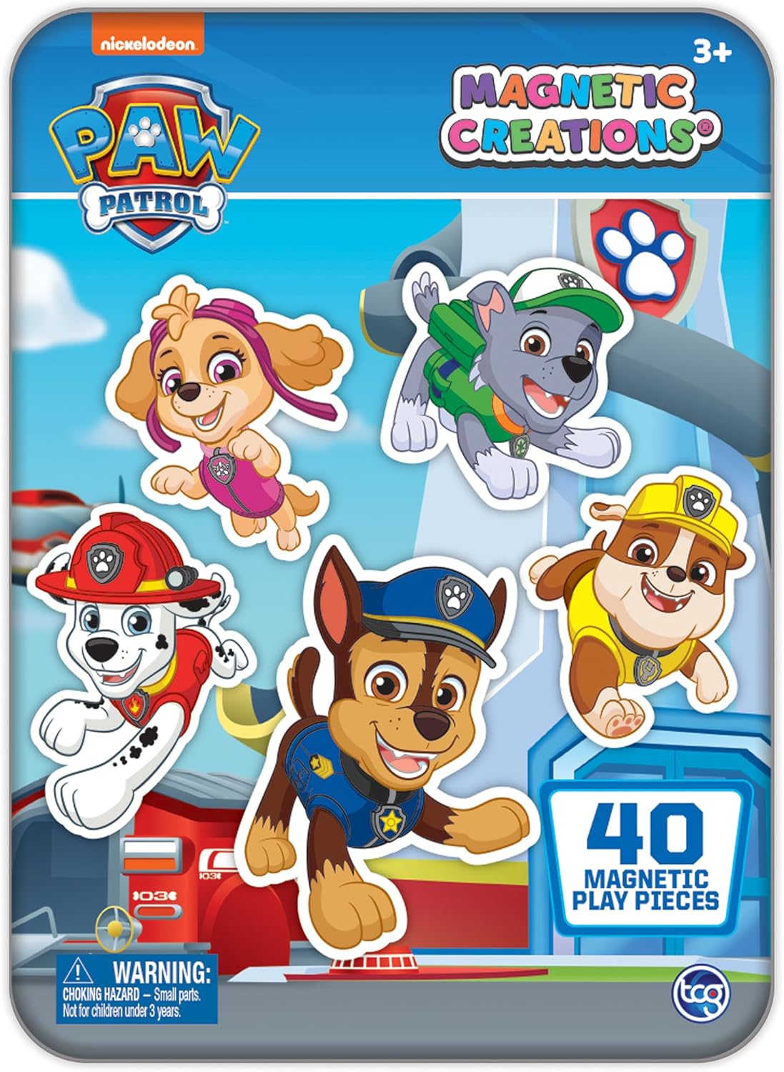 PAW Patrol – Magnetic Creations Tin – Dress Up Play Set – Includes 2 Sheets of Mix & Match Dress Up Magnets with Storage Tin. Great Travel Activity for Kids and Toddlers!