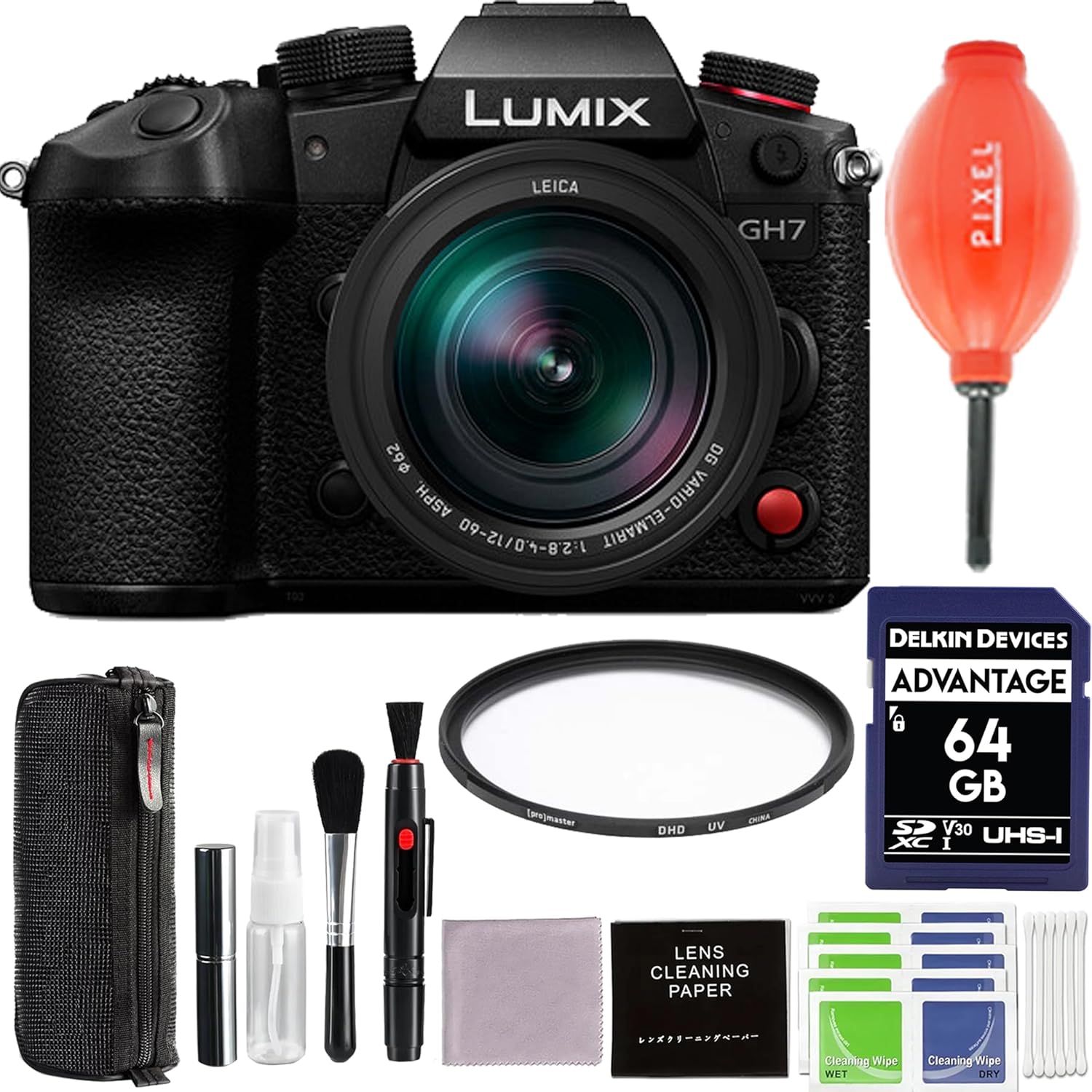 Panasonic Lumix GH7 Mirrorless Camera with 12-60mm f/2.8-4 Lens and Advanced Accessory and Travel Bundle | DC-GH7LK | Extended 3 Years Panasonic Warranty