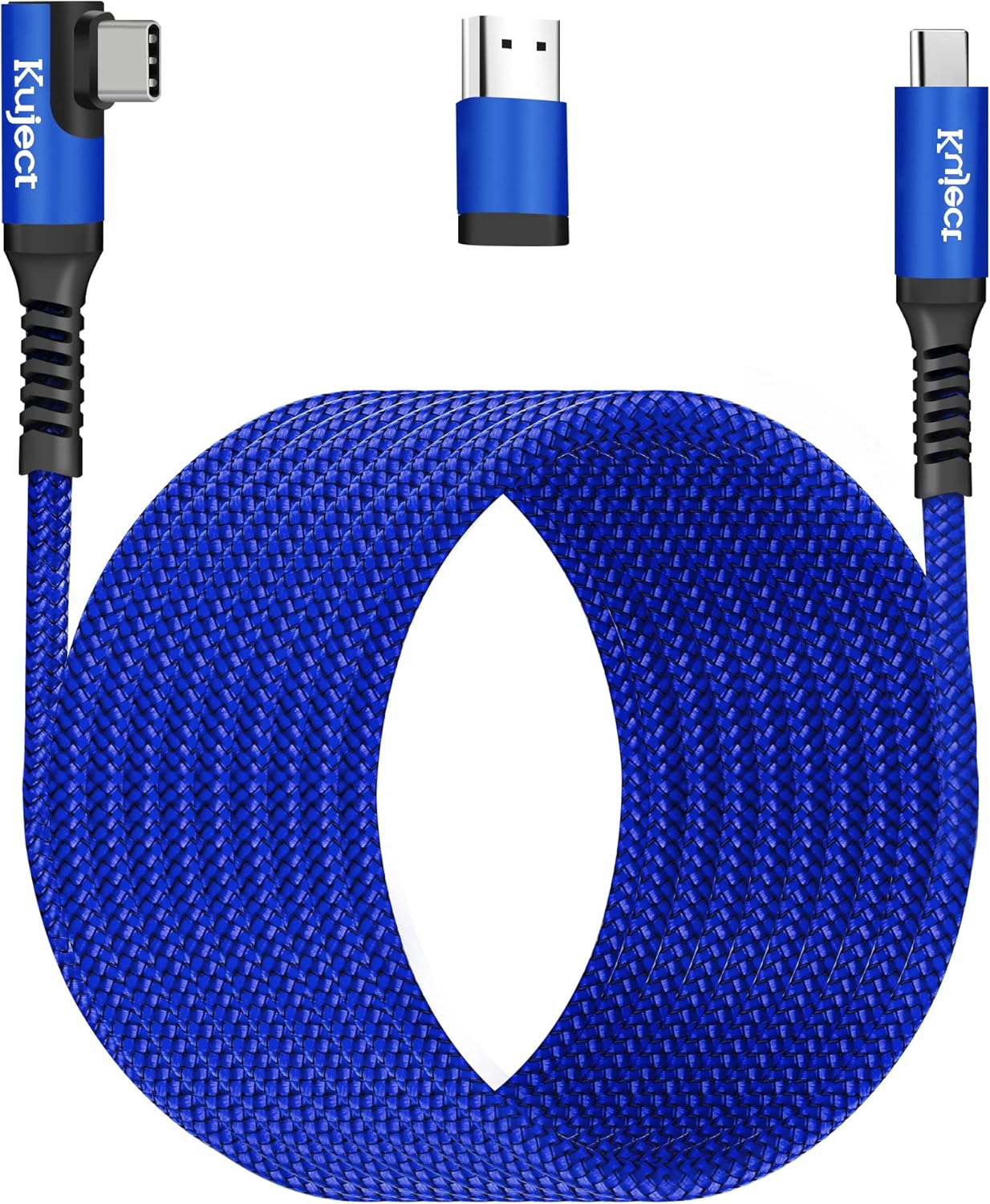 Kuject Link Cable 20FT Compatible for Quest 3S/3, Quest 2/Pro, Pico 4, Nylon Braided Accessories for Rift S/Steam VR Games, USB 3.0 Type C to C High Speed Data Transfer Cord for Gaming PC, Blue