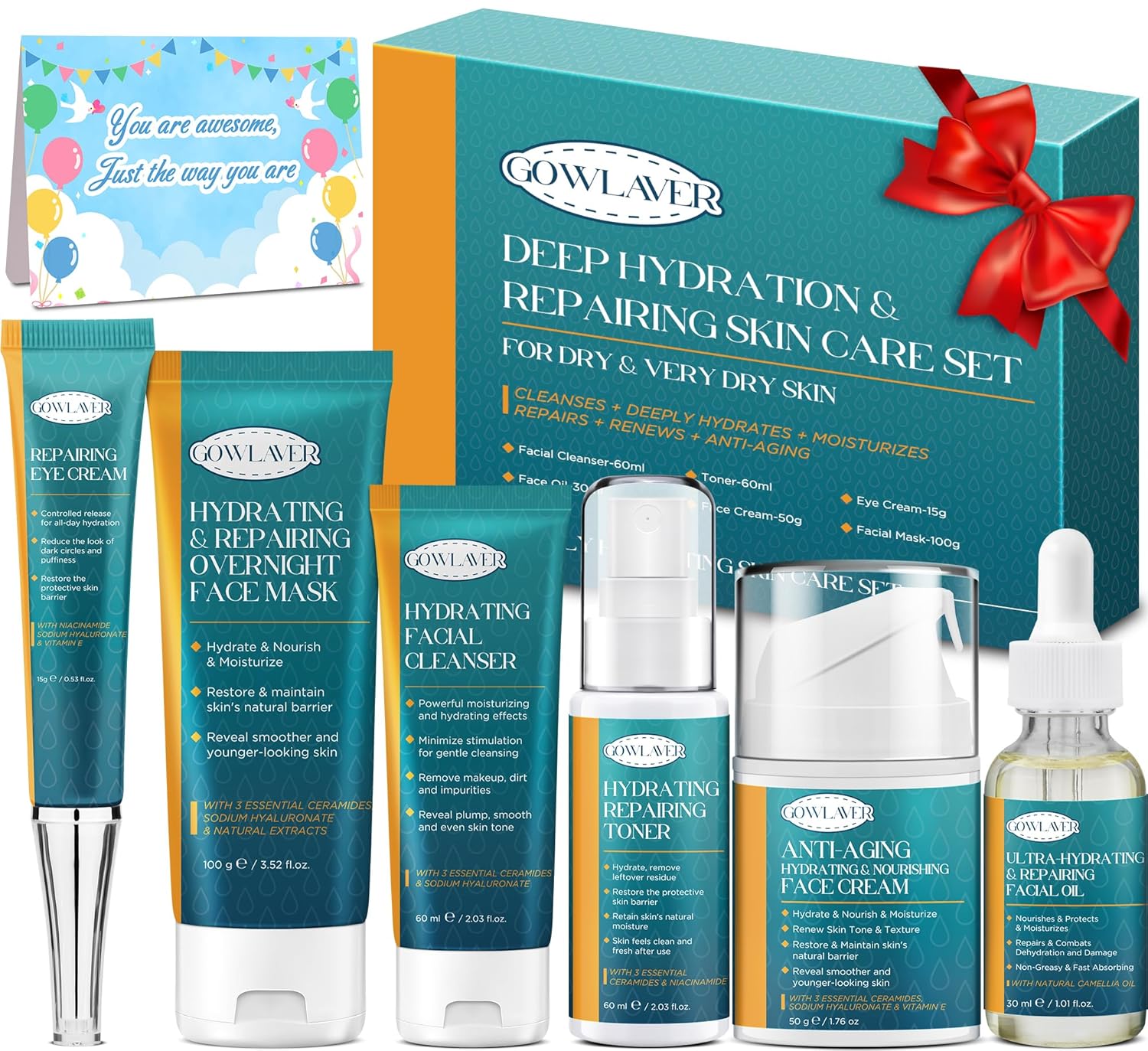 Korea Skin Care Set for Womens Stocking Stuffers, Anti-Aging Deeply Hydrates Repairs Skincare Gift Set for All Skin,Facial Skin Care Products Routine Kit Christmas Beauty Gift Set for Women Teens