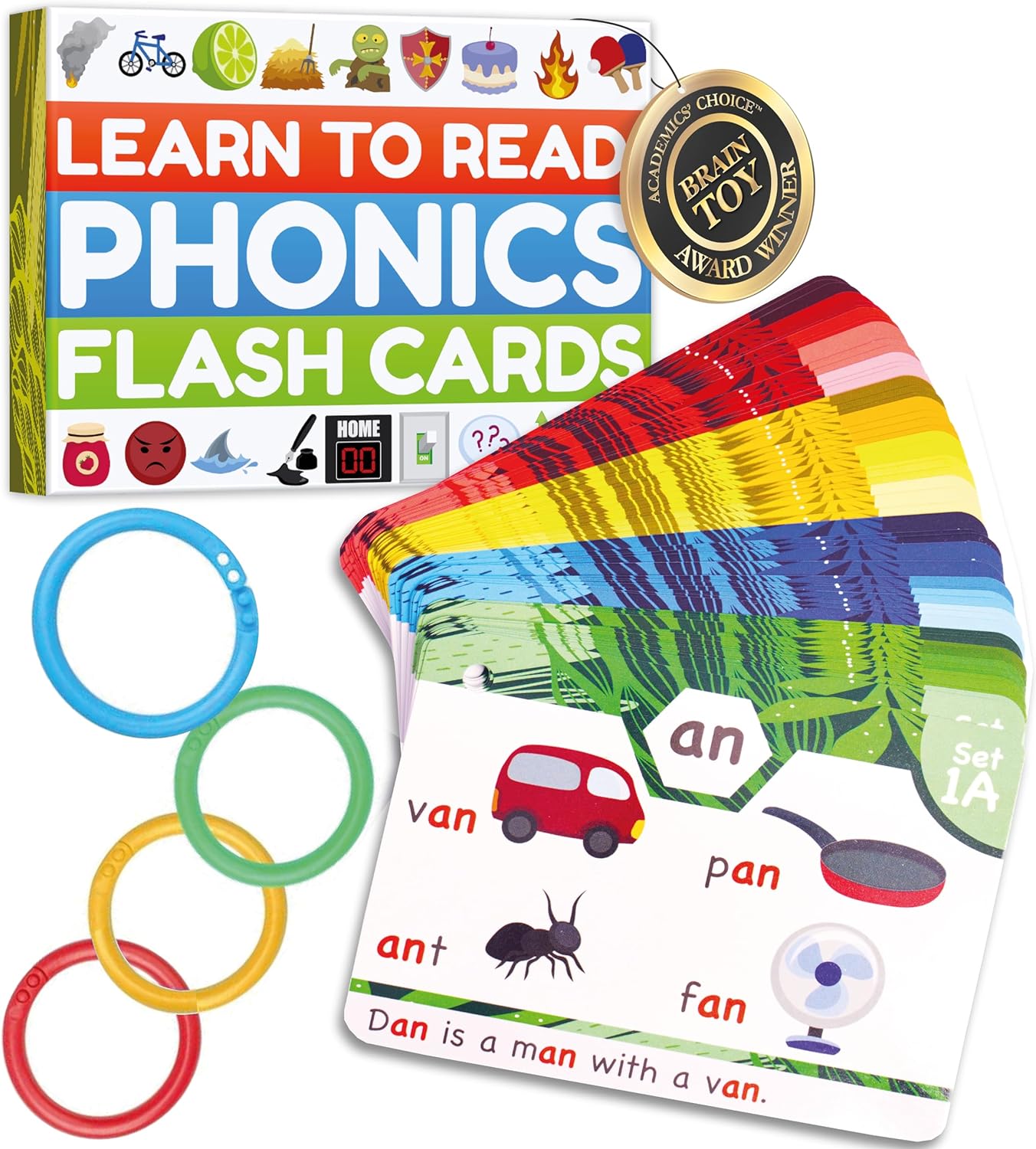 Phonics Flash Cards – Learn to Read in 20 Stages – Digraphs CVC Blends Long Vowel Sounds – Games for Kids Ages 4-8 Kindergarten First Second Grade Homeschool Educational Study Activity