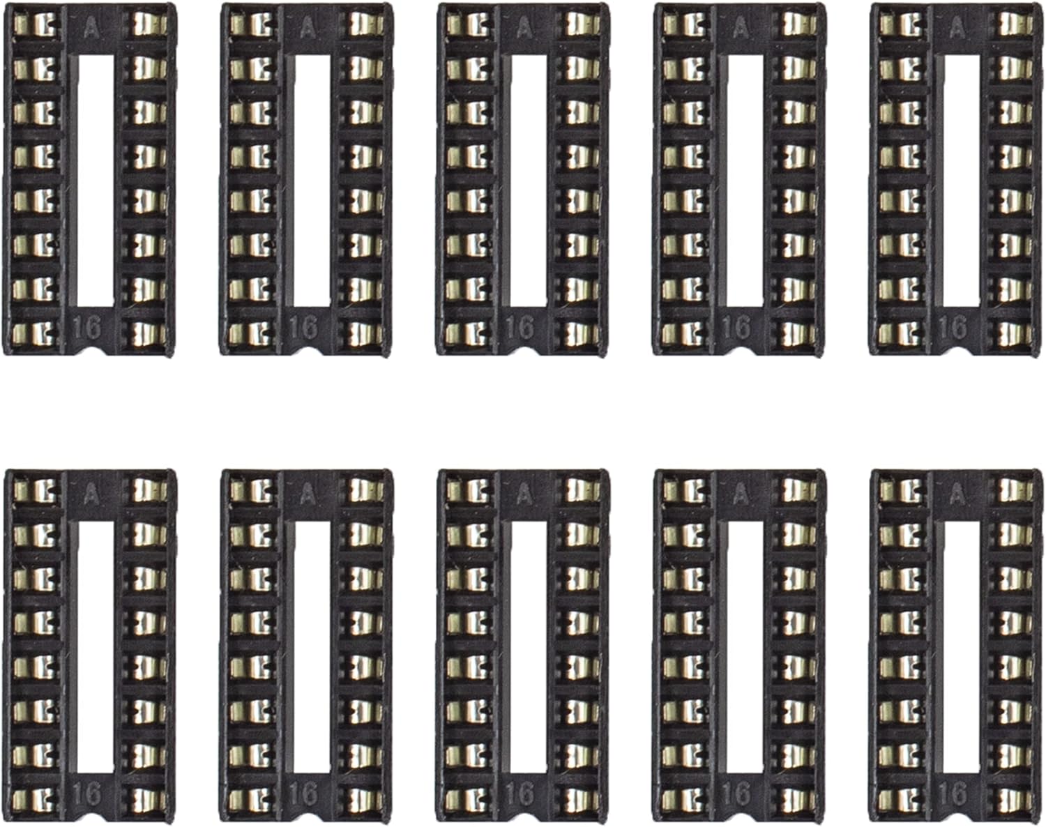 10pcs Solder Type Double Row 16 PIN DIP Integrated Circuit IC Sockets Connector DIP16 2×8 0.1″ Pitch