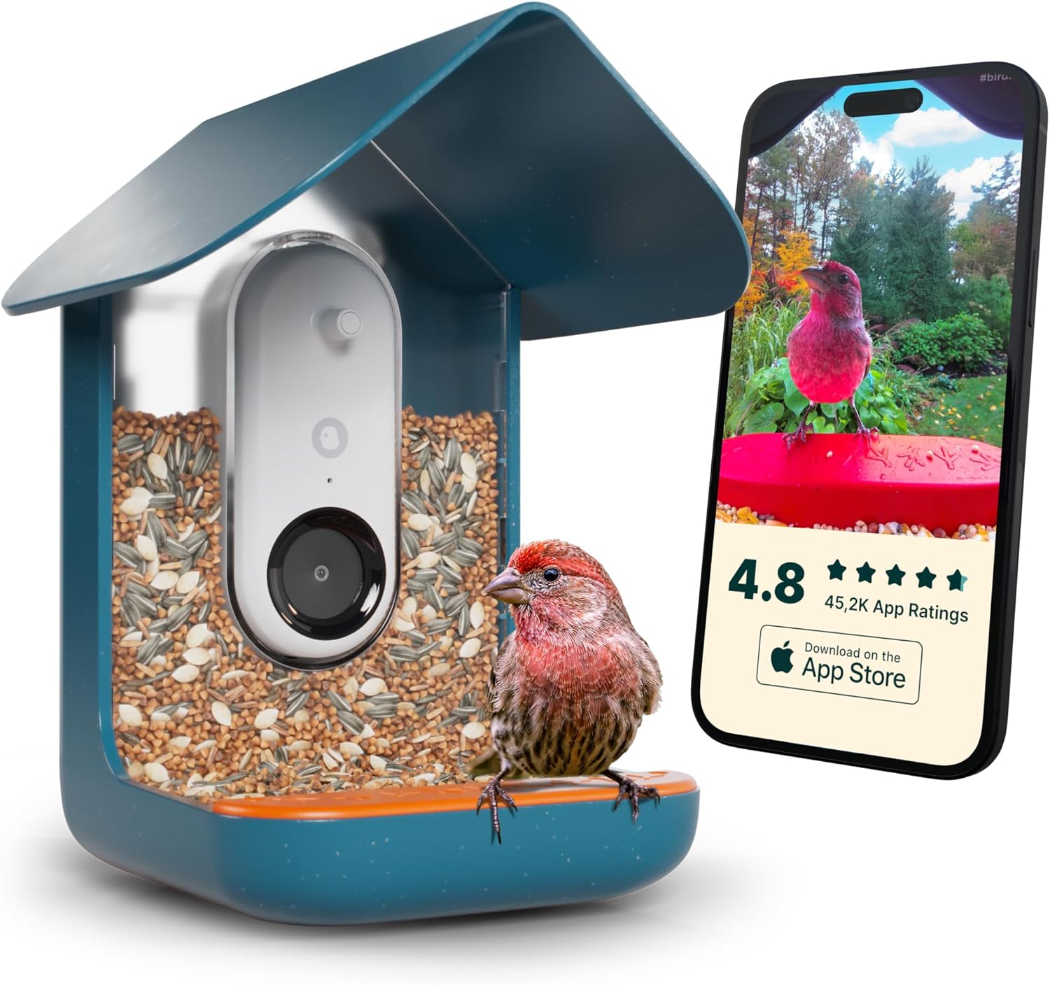 Bird Buddy® Original Smart Bird Feeder with Camera – Ai Bird Species Identification, 5Mp Photos, 2K Hd+ Video Live Stream Camera, 2.8In Focus – Blue