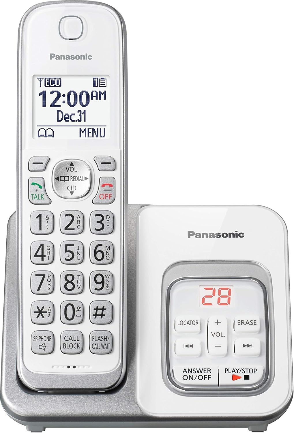 Panasonic KX-TGD530W Cordless Phone with Answering Machine – 1 Handset (Renewed)